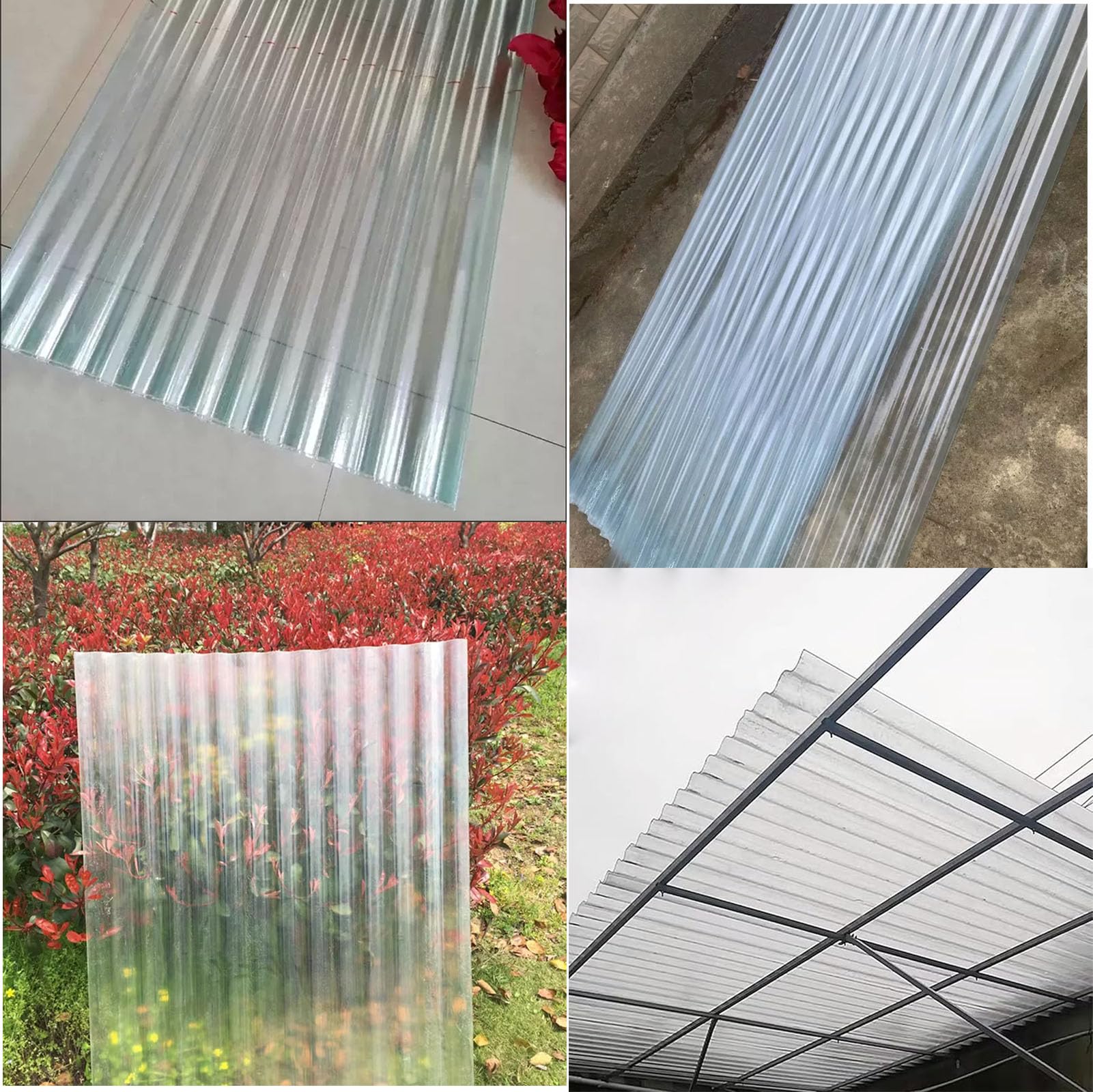 Hojas de Techo Corrugado, 1.5mm Panel para Tejado Transparente, Paneles para Tejado Resistentes al Impacto, Chapa Ondulada para Invernaderos, Placa Ondulada Anti-UV (0.9×1.7m/35×67in,1pcs)