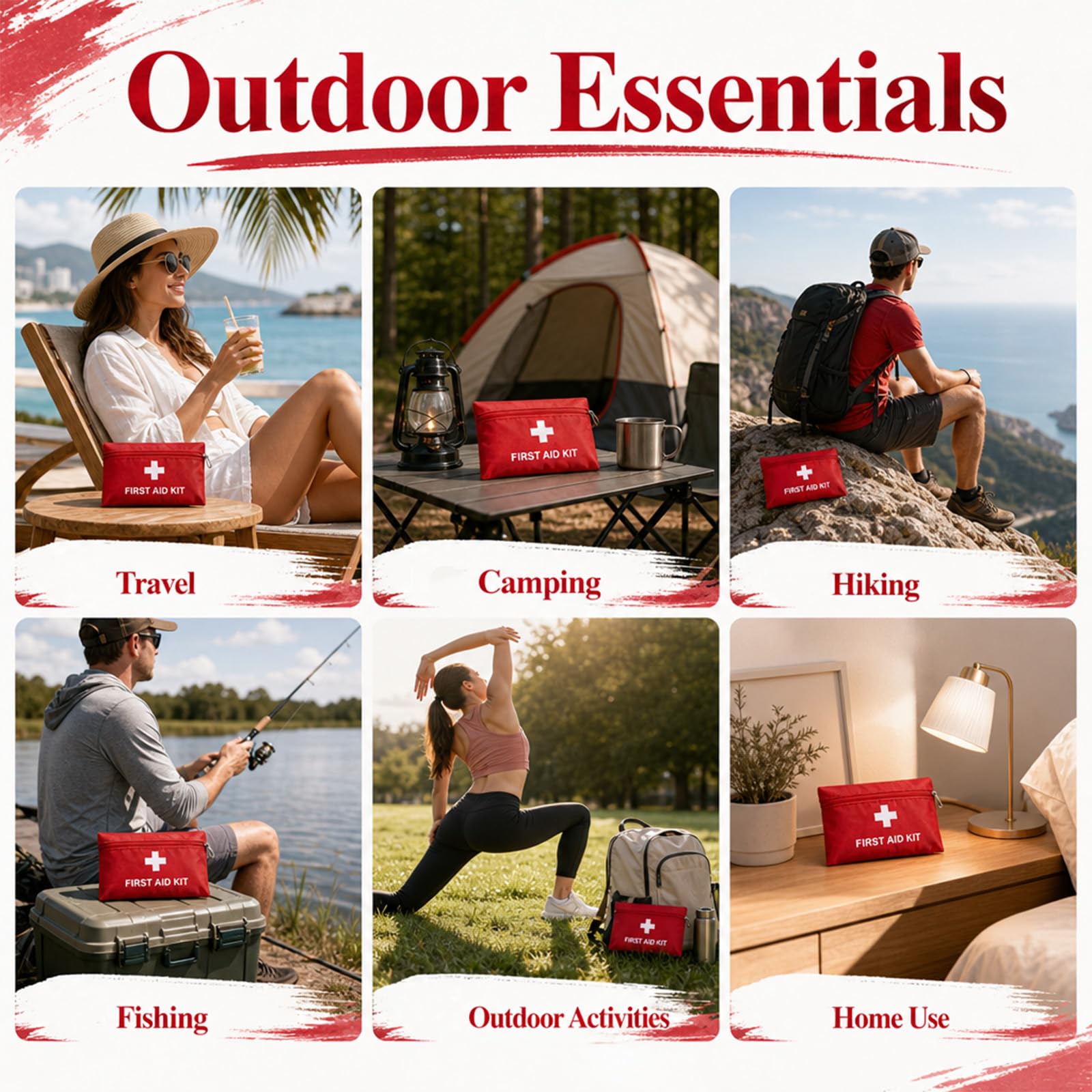 Erste-Hilfe-Taschen leer, Mini-Erste-Hilfe-Tasche, leer, Mini-Erste-Hilfe-Set, Reißverschlussbeutel für Notfall, Reisen und Outdoor (Rot, 100 Stück, 10,9 x 16 cm)