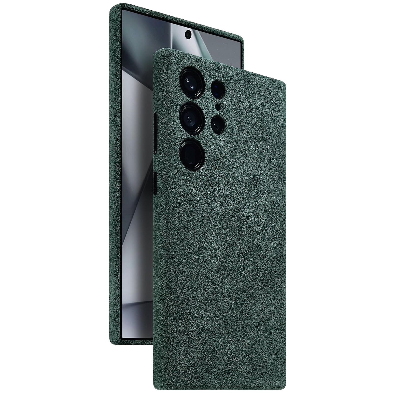 Luxury Suede Case for Samsung Galaxy S24/S24 Plus/S24 Ultra, Ultra-Luxurious Italian Suede Material, Breathable, Full Coverage,S24 Plus,Green