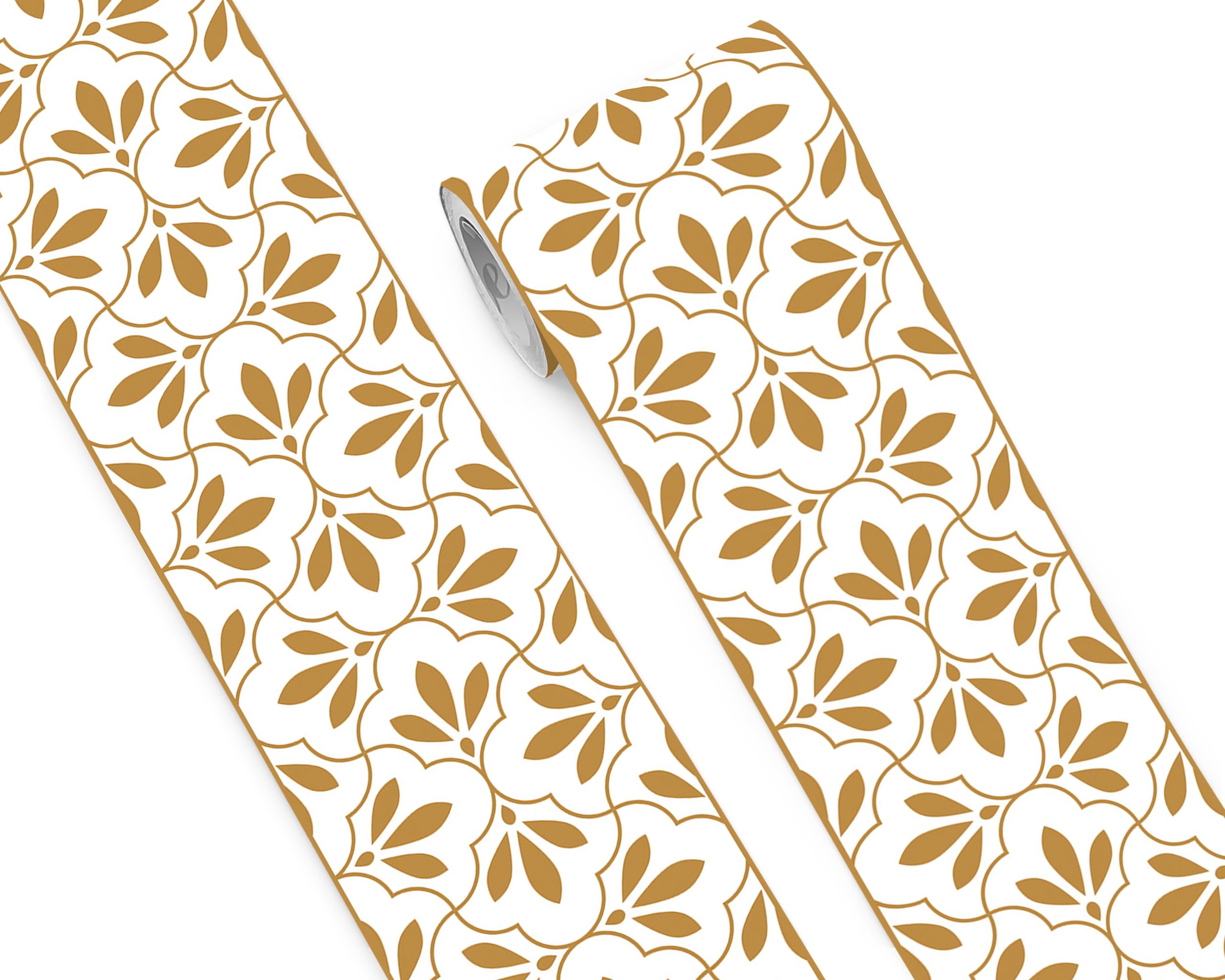 Papel tapiz autoadhesivo dorado y blanco FLFK de 7x240 pulgadas para pared de salón