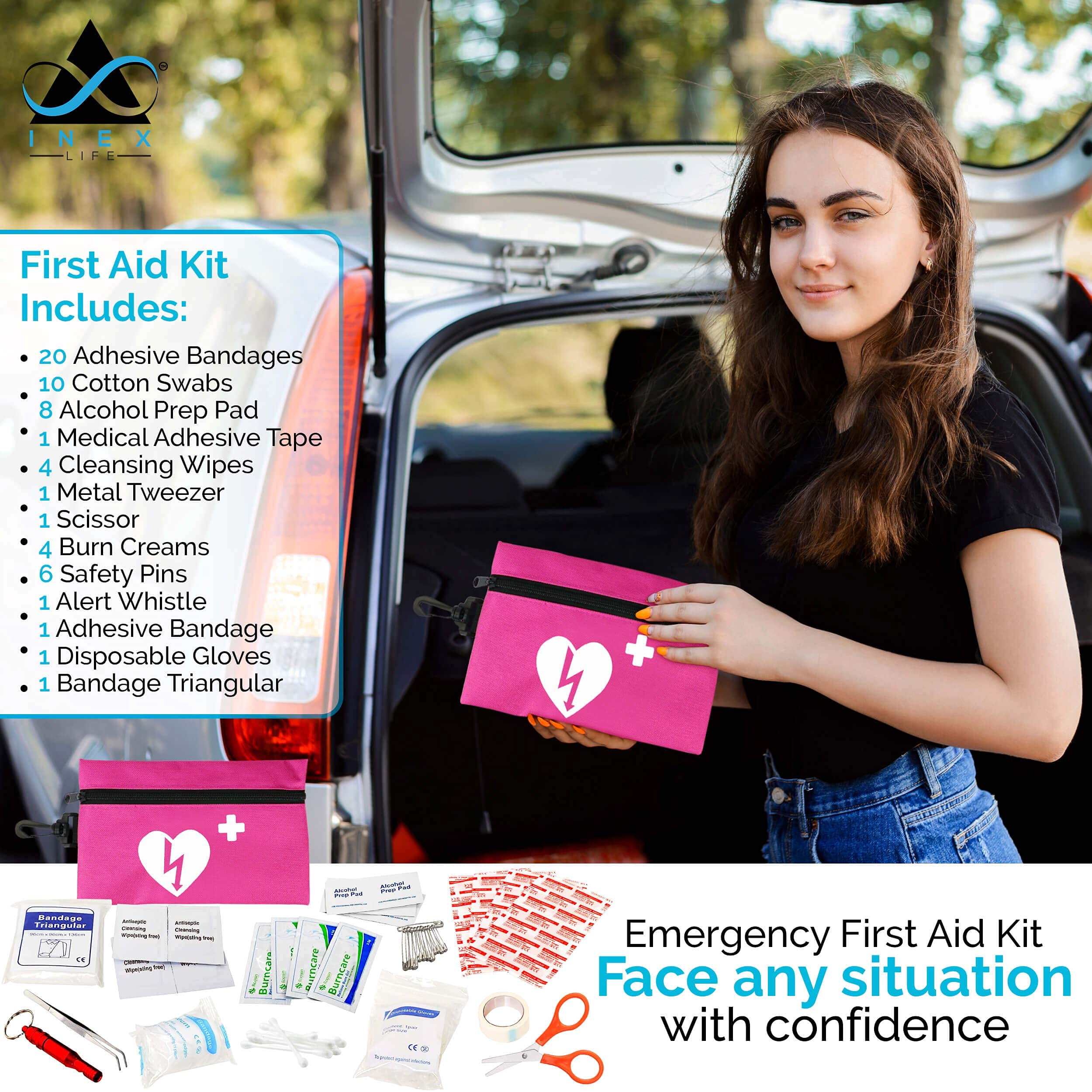 Kit d'urgence pour voiture, 24 en 1, sac de sécurité d'urgence portable avec câb