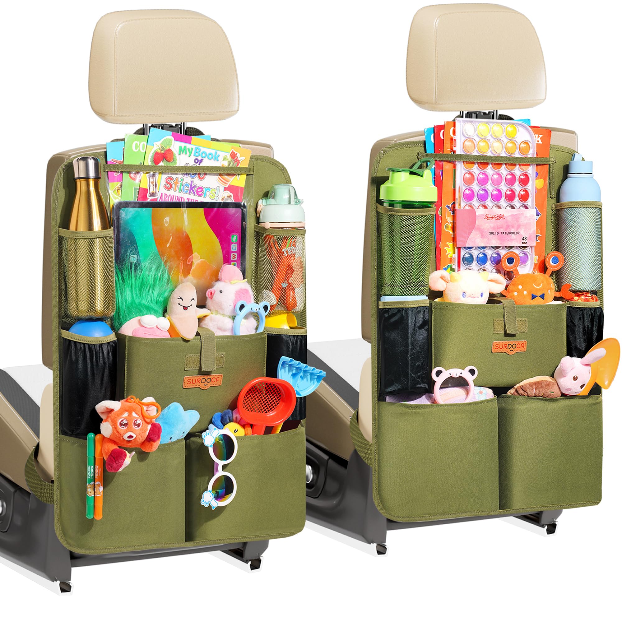 SURDOCA Autositz-Organizer – 4th Generation verbesserter Auto Rücksitz für bis zu 11-Zoll Tablet, 8 Taschen, Kinderspielzeug-Aufbewahrung, wasserdichter Rücksitzschutz für Kinder