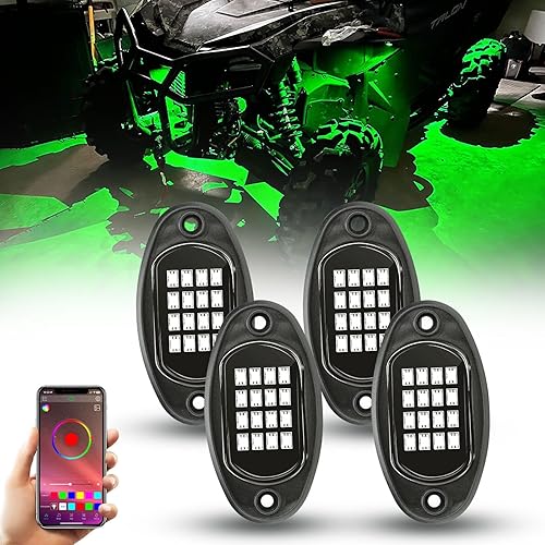 Luces RGB de 6 vainas de rock, luces de roca subterráneas para automóvil con control de aplicación, luces LED de roca multicolor, luces de neón