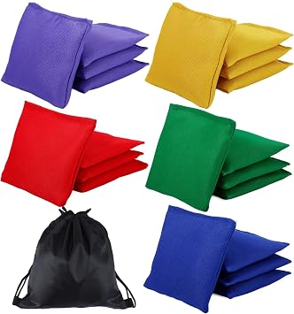 20 Pack Bean Bags, 3.9 x 3.9 Inch, 5 Colors | Mini Bean Bags, Colorful Cornhole Beanbags, Nylon Beanbags, Hand Toss Games, for Kids Fun Sports Outdoor Family Games