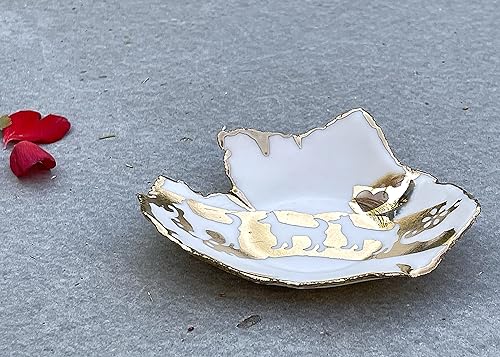 Miniatura 6 de Ceramic White and Gold Dog Ring Dish, Handmade Decorative Jewelry Dishes, Animal Lover Gift for Mom, Daughter, Sister, Wife, Girlfriend, Best