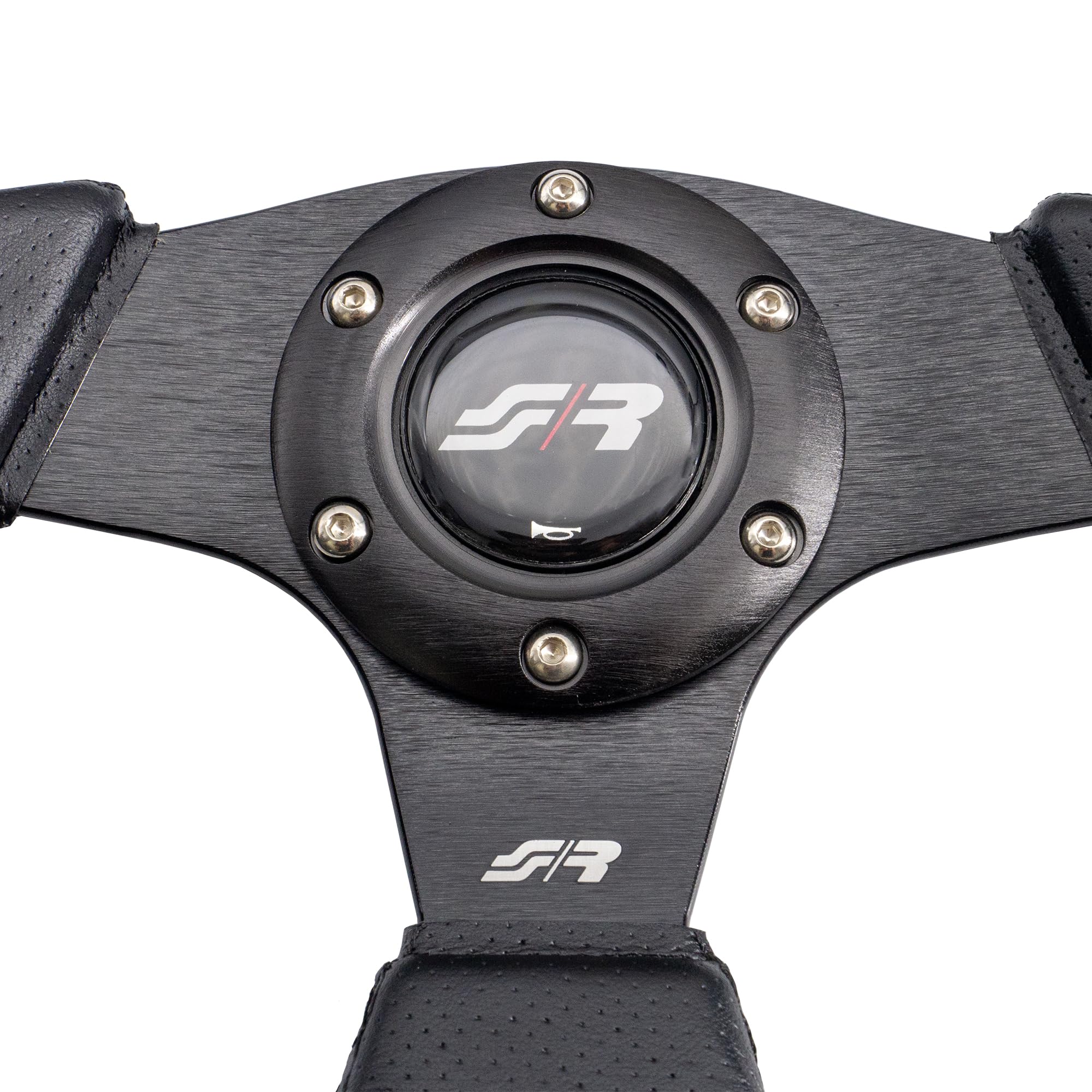 Volant sport Simoni Racing X2 éco-cuir noir et rouge 330mm