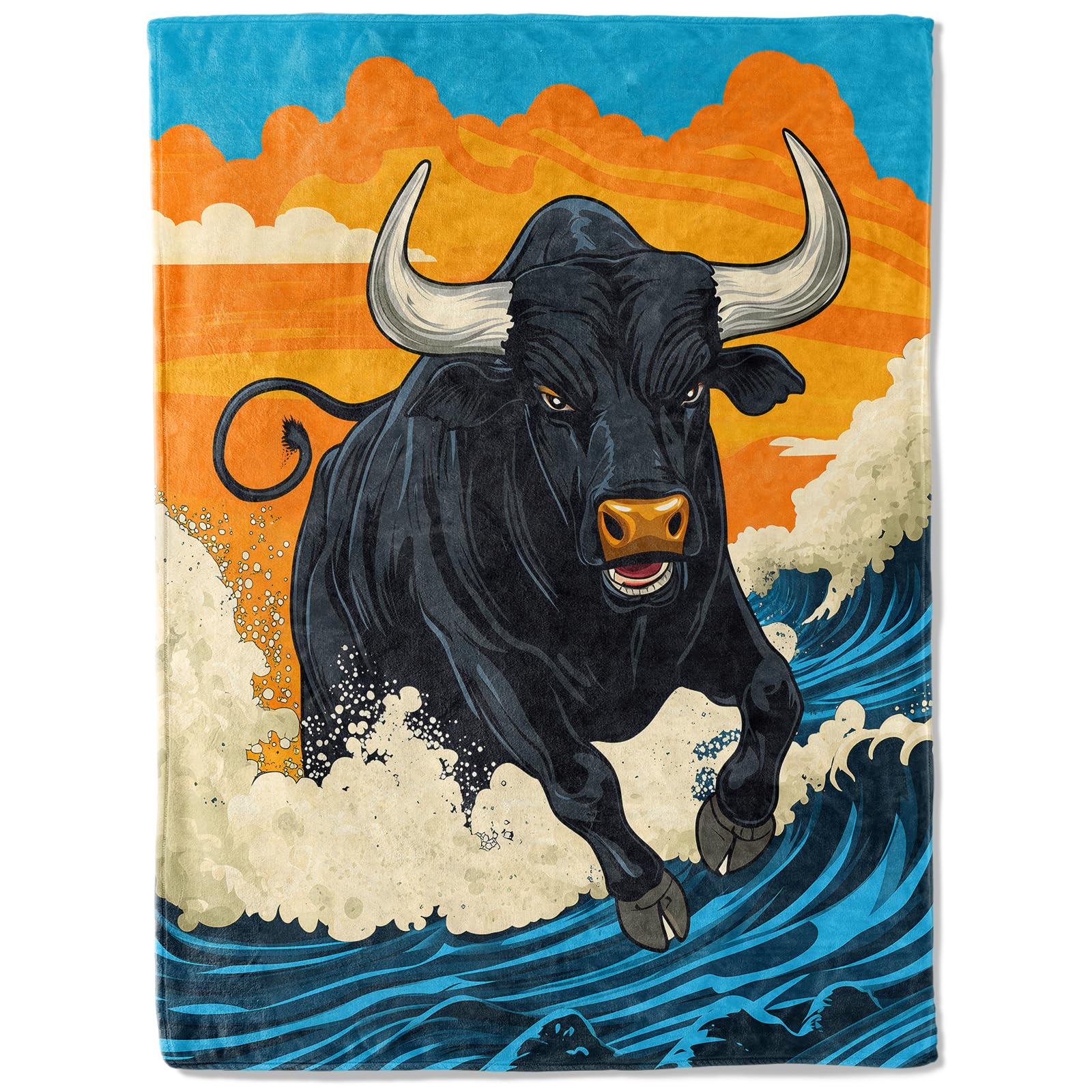 BIWOTU Majestic Bull Theme Blanket - Super Soft, Cozy, Lightweight Flannel Throw - Warm, Plush Blanket for Couch, Bed, Office, Travel, Outdoor Ideal