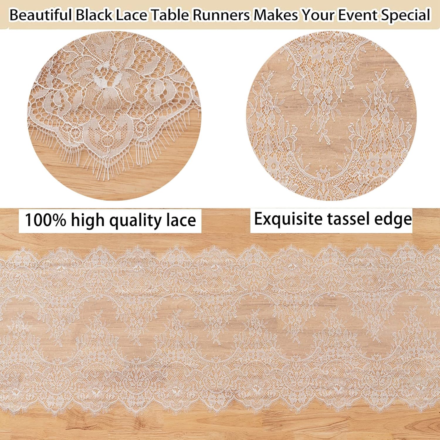 Romantic Vintage Lace Table Runner with Embroidered 18X120inch White Floral Lace Table Runner for Candlelight Dinners, Wedding Reception Table Decor（Set of 10）