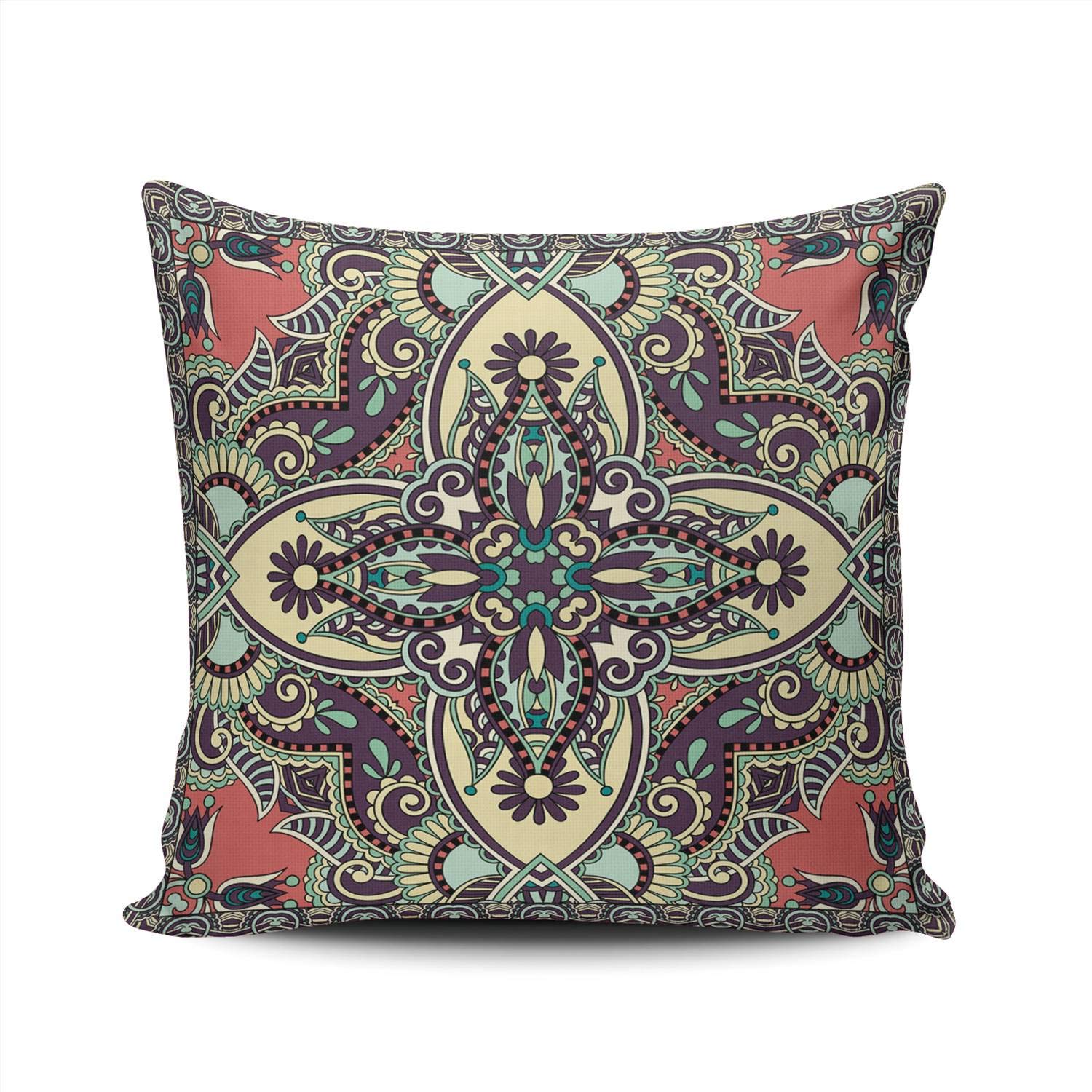 KAQIU Traditional Celebrity Style Paisley Pillowcase Home Sofa Decorative 24x24 Inch Square Throw Pillow Case Decor Cushion Covers Double Sided Printed