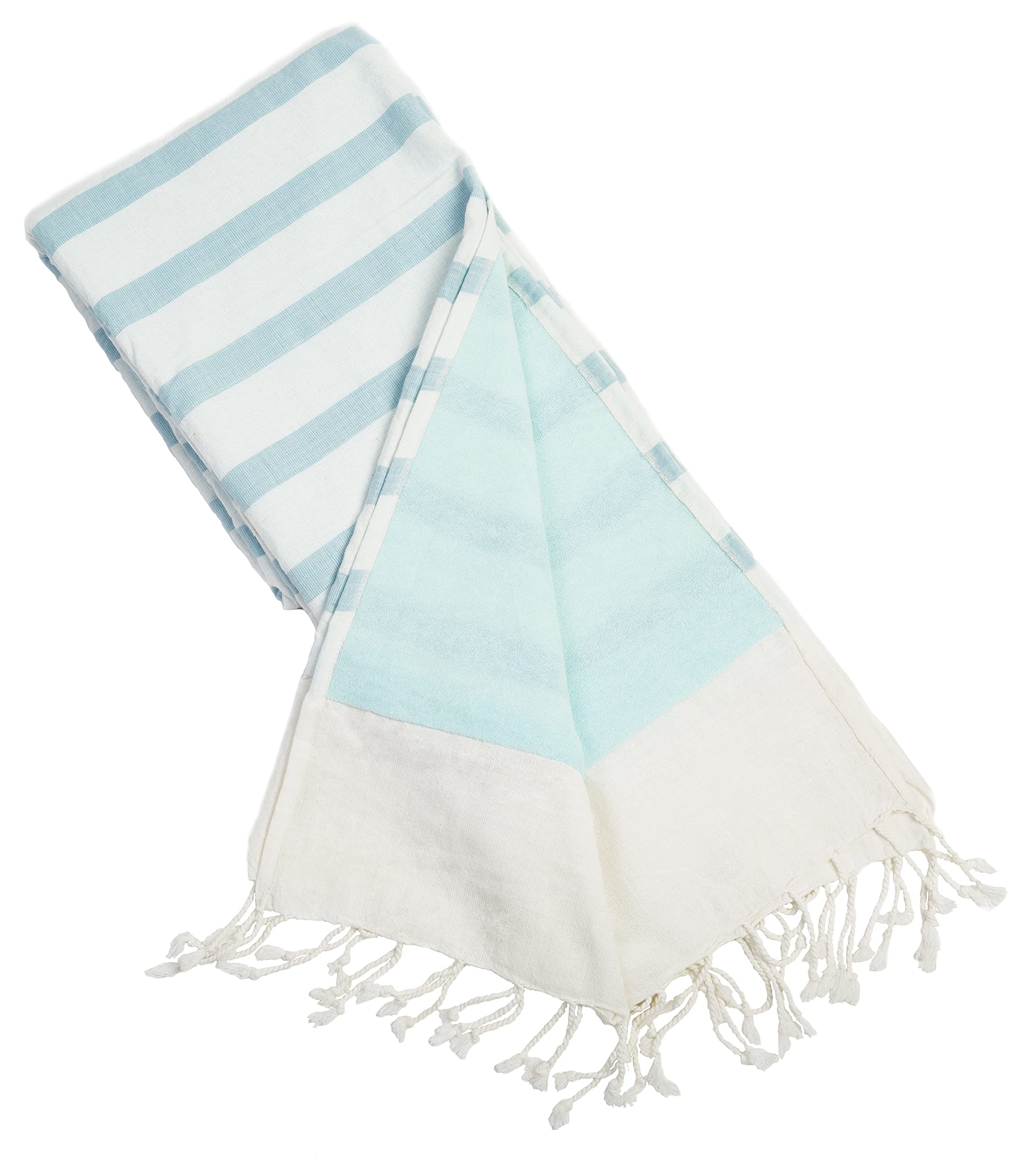 Batini Bay Turkish Beach Kikoy Towel Lined with Terry Cloth -100% Cotton fouta Yoga Pilates Bath (Aqua)