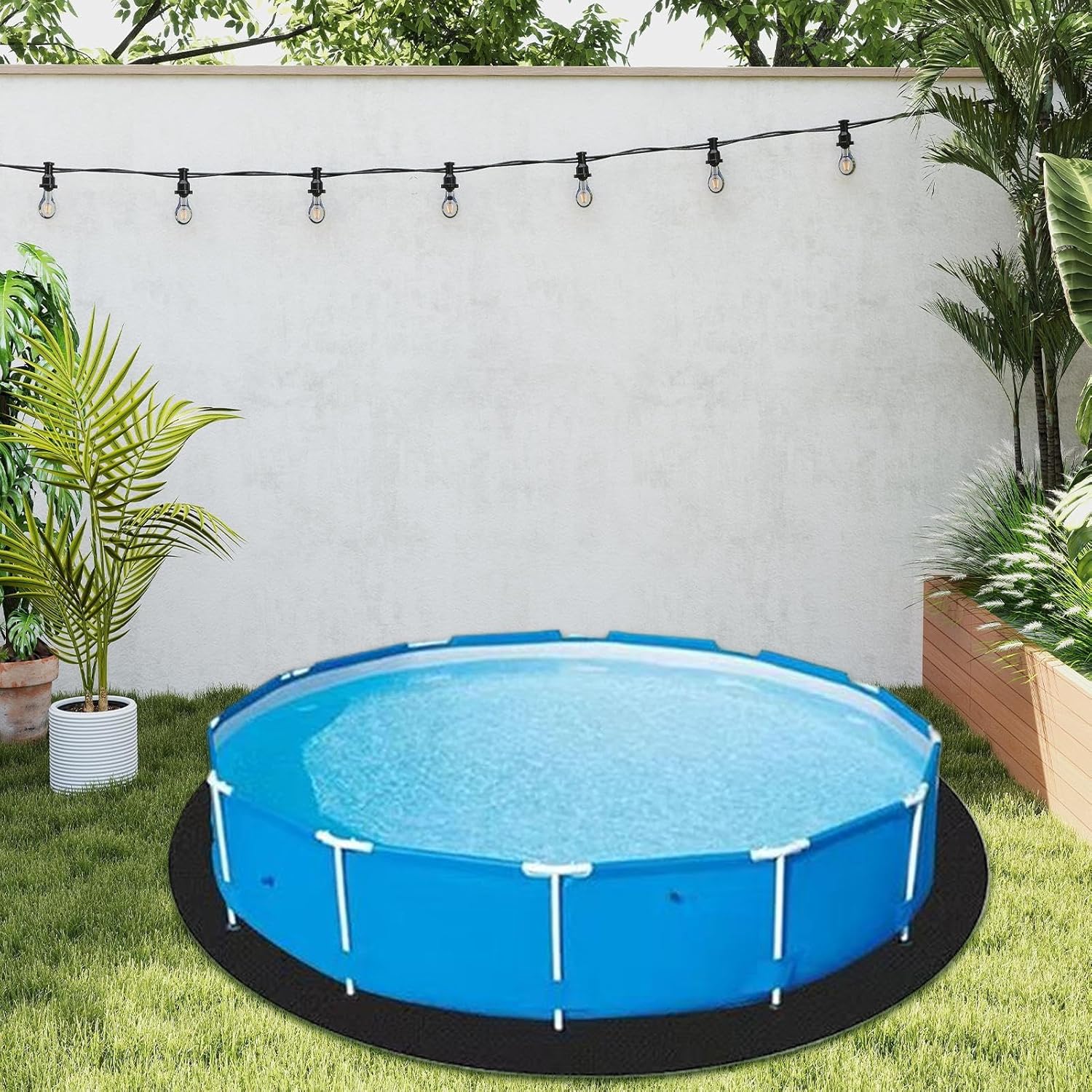 地上用プールライナーパッド - 頑丈な丸型プールライナーマット,厚手クッションベース 穴防止 床保護シート 芝生・デッキ・ガーデン対