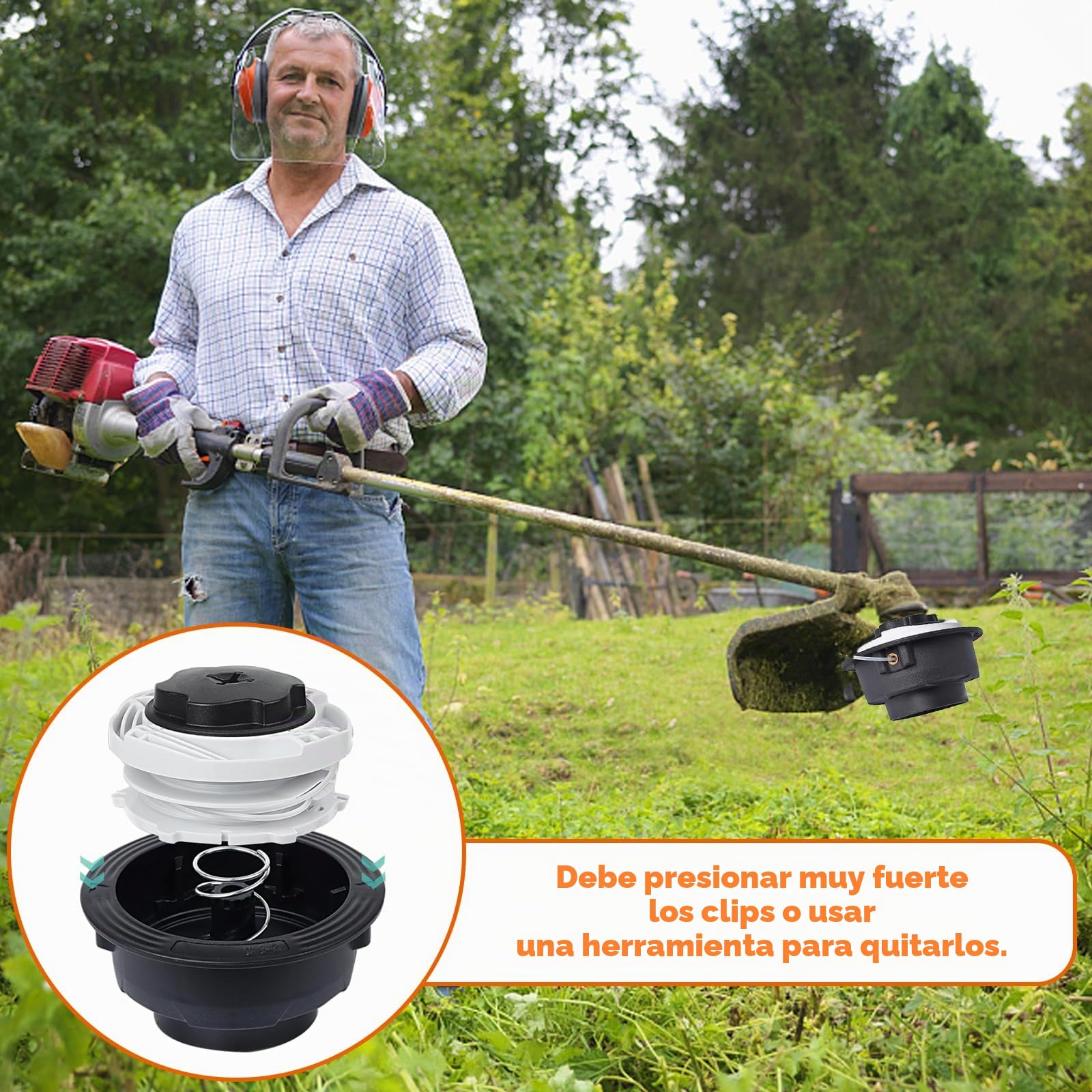 Cabezal desbrozador Autocut C6-2 para STIHL, Cabezal desbrozador con punta automática - Cabezal desbrozador de alambre doble - Carrete de alambre de nylon para desbrozadoras de gasolina