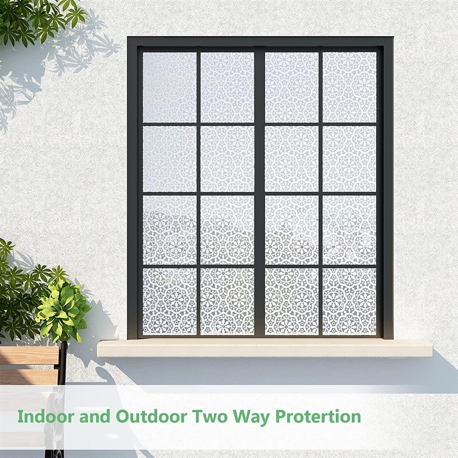 Fensterfolie Mattierte Fensterfolie, Sichtschutz, Buntglasfolie, Dekor, undurchsichtig, statisch haftend, Selbstklebender Vinyl-Fenster-/Türaufkleber for Zuhause und Büro Glasfolie(90x100cm)