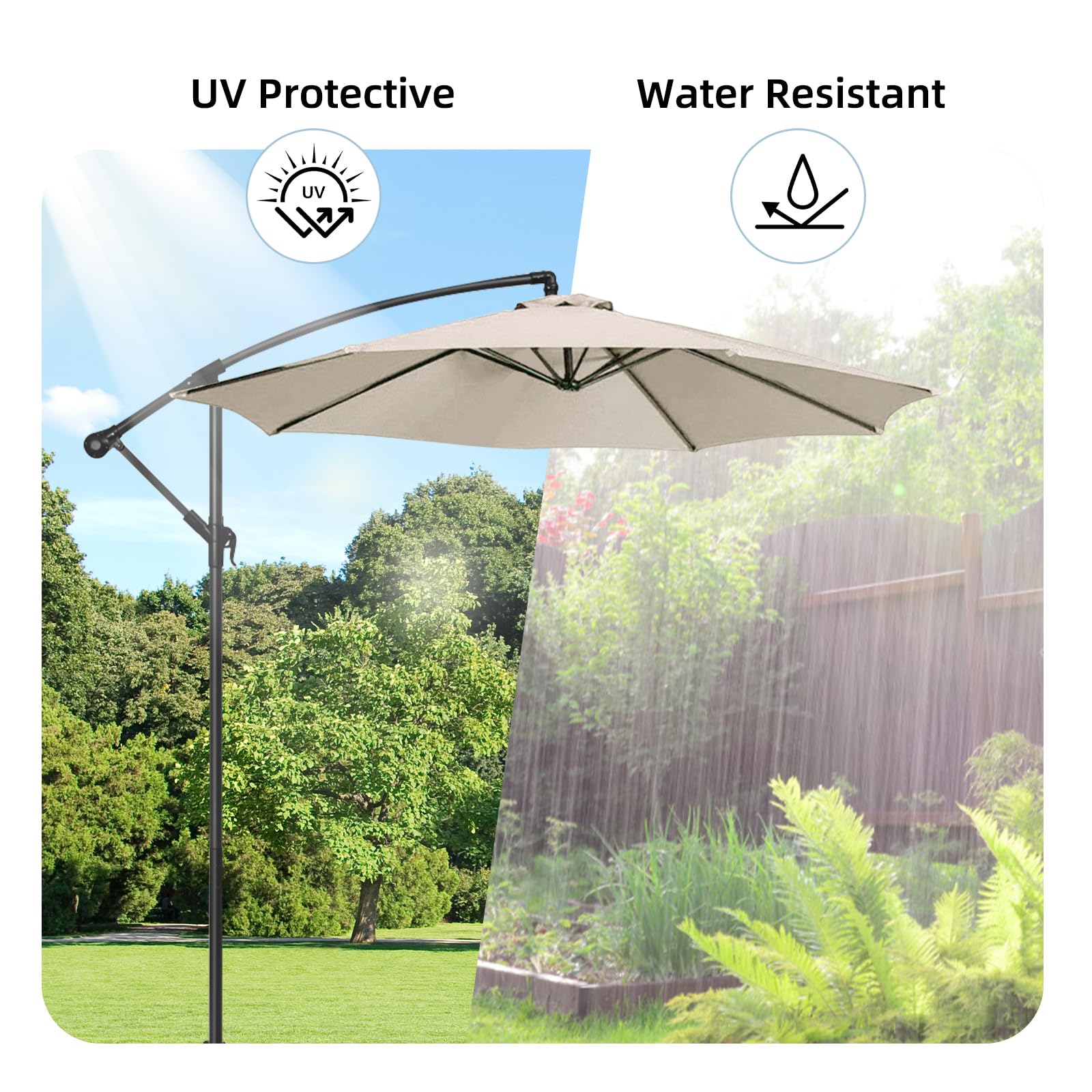 maxant Copertura di ricambio per ombrellone da 2,7 m/3 m + 6 bracci/8 braccia, copertura in tessuto di ricambio per ombrellone da giardino