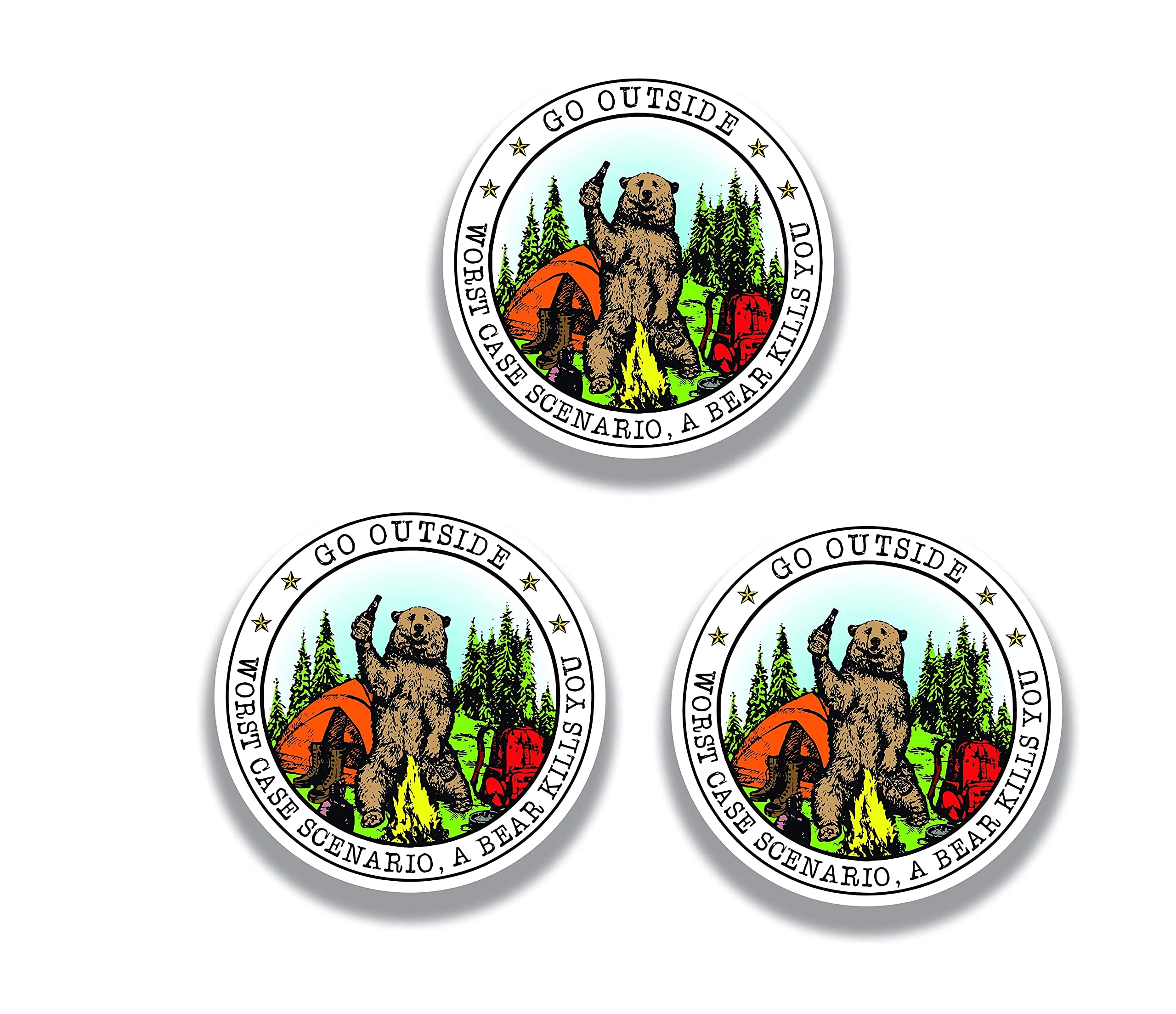 Go Outside Worst Case Scenario A Bear Kills You Vinyl Sticker Decal for Car Truck SUV Van Window Bumper Wall Laptop Tablet Cup Tumbler and Any Smooth Surface