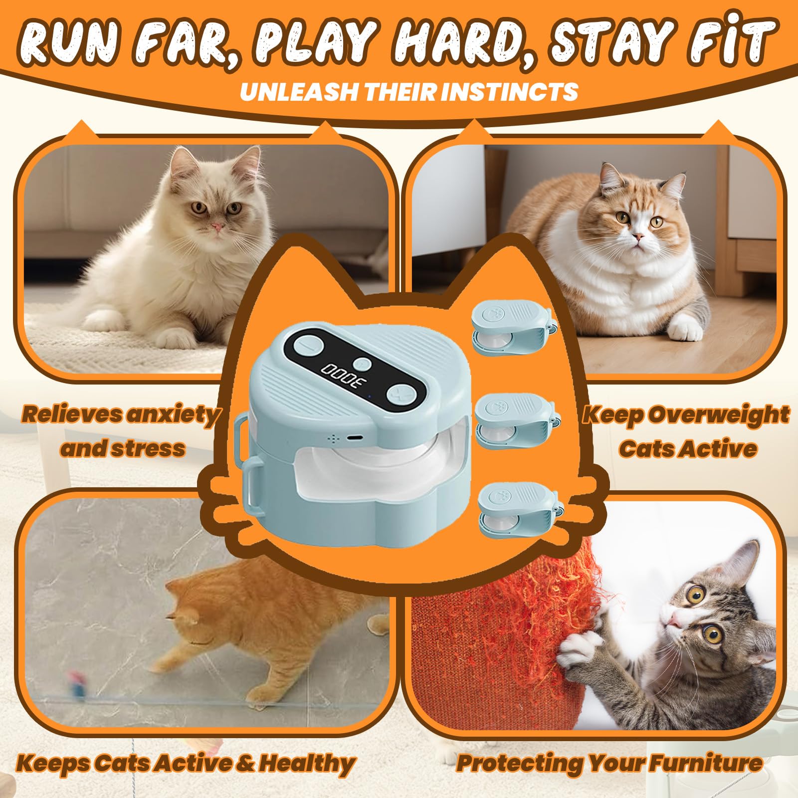 Jouet Chat, Jouets pour Chat avec Télécommande Jouet Interactif pour Chats D’intérieur avec Chargement USB-C Jouet de Chasse Stimulant Électrique pour Chats et Chatons