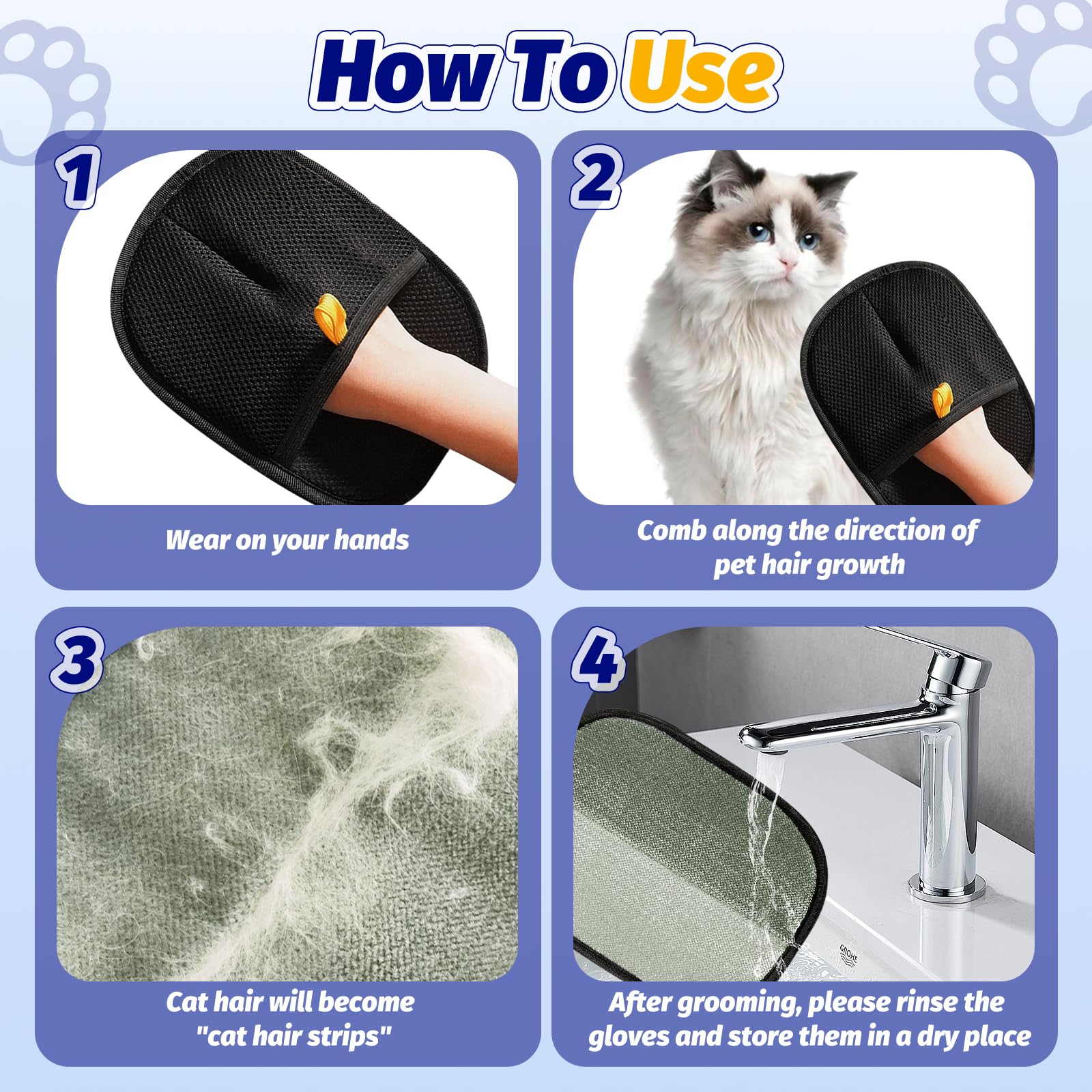 NECXON 2 Pcs Pet Hair Removal Glove - Image 4