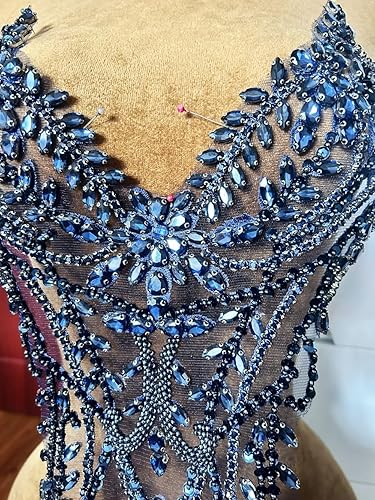 Vista 26 de Parches de encaje con cuentas a mano, disfraces, apliques con cristales de diamantes de imitación para manualidades, protege bodas, fiestas