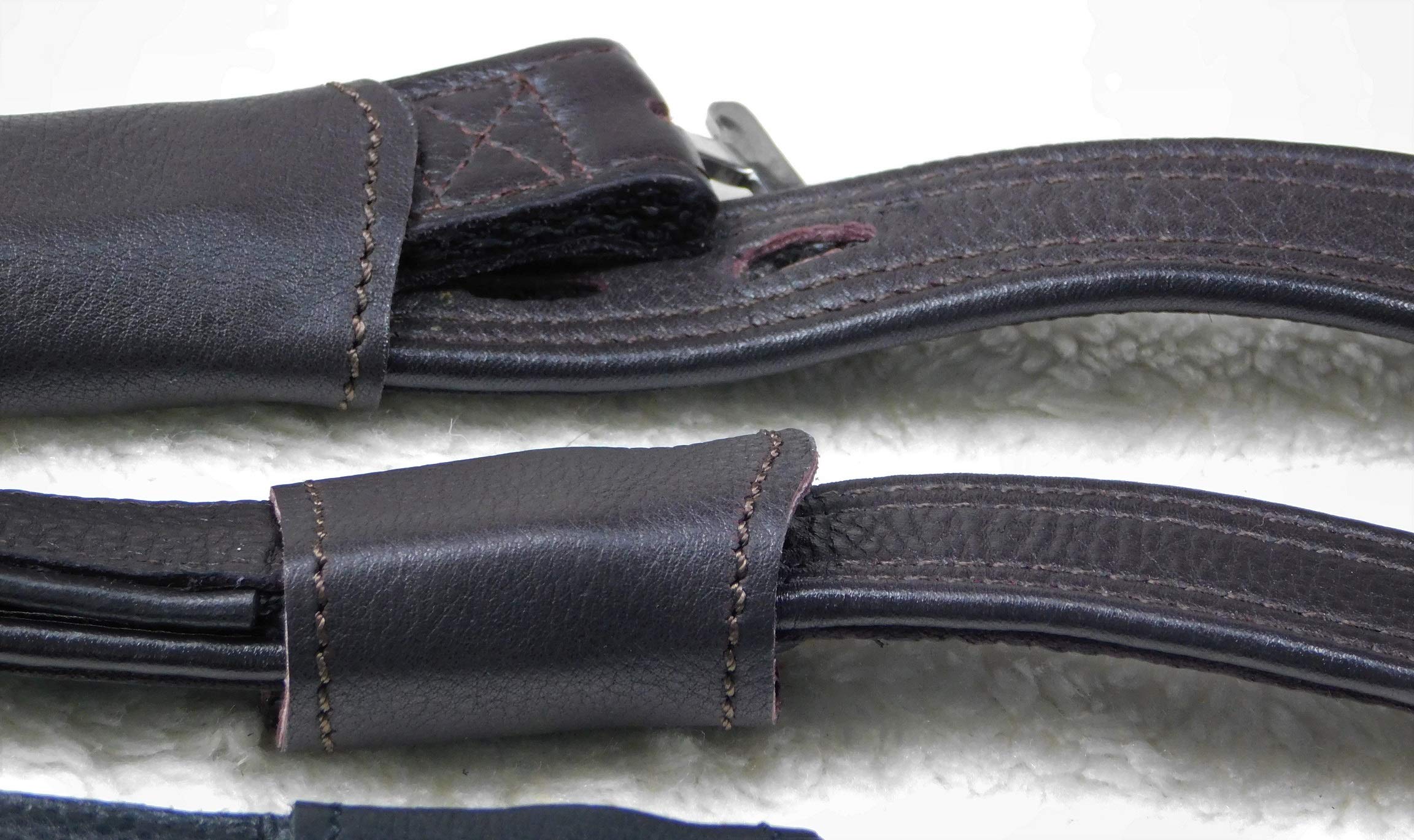 1 Paar Mono Steigbügelriemen Riemen Schwarz Braun Leder/Nylon Webbers 50-69 cm Tysons (Schwarz)