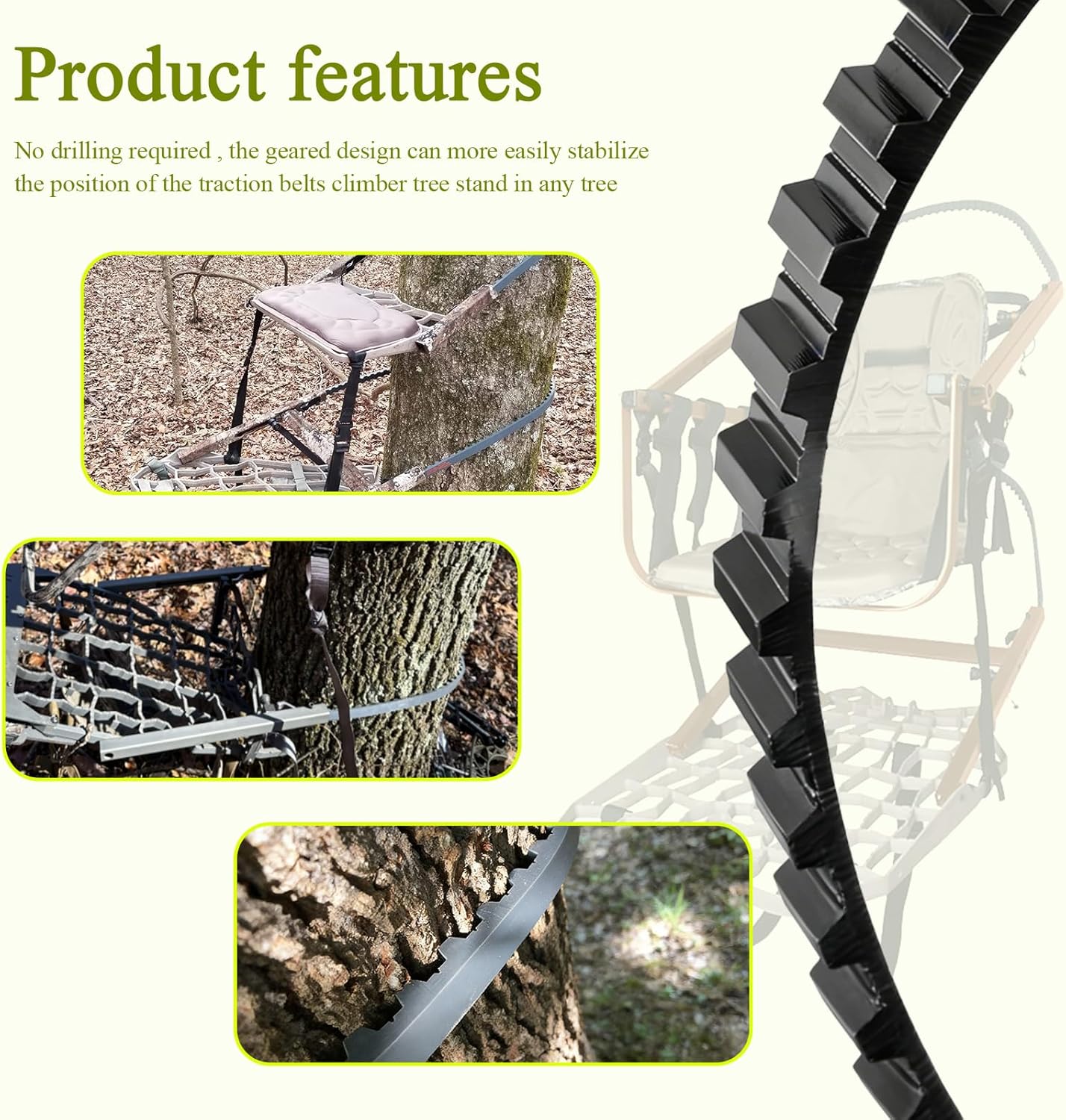 2 Pcs Traction Belts Climber Tree Stand Straps Compatible with Lone Wolf Sit, XOP Climbing Stands (2015 & Older Models) & Muddy Tree Stands, Climb Climbing Tree Stand Straps