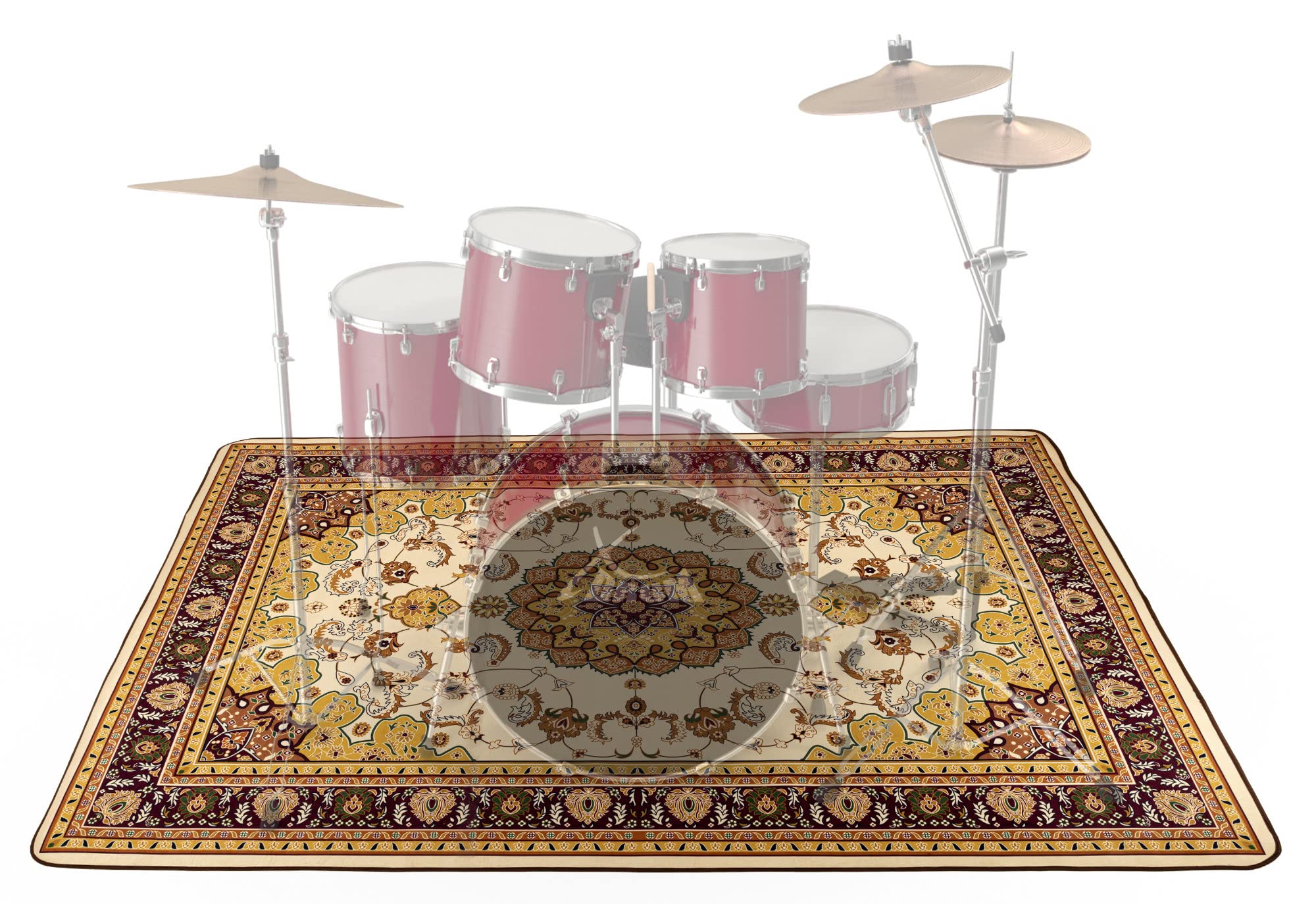 Stagecaptain DTO-1620 Drum Teppich Oriental - Großer Schlagzeugteppich - 160 x 200 cm - Dicht gewebte Oberfläche - rutschfeste Unterseite - Mit Klettband - Transporttasche - Braun