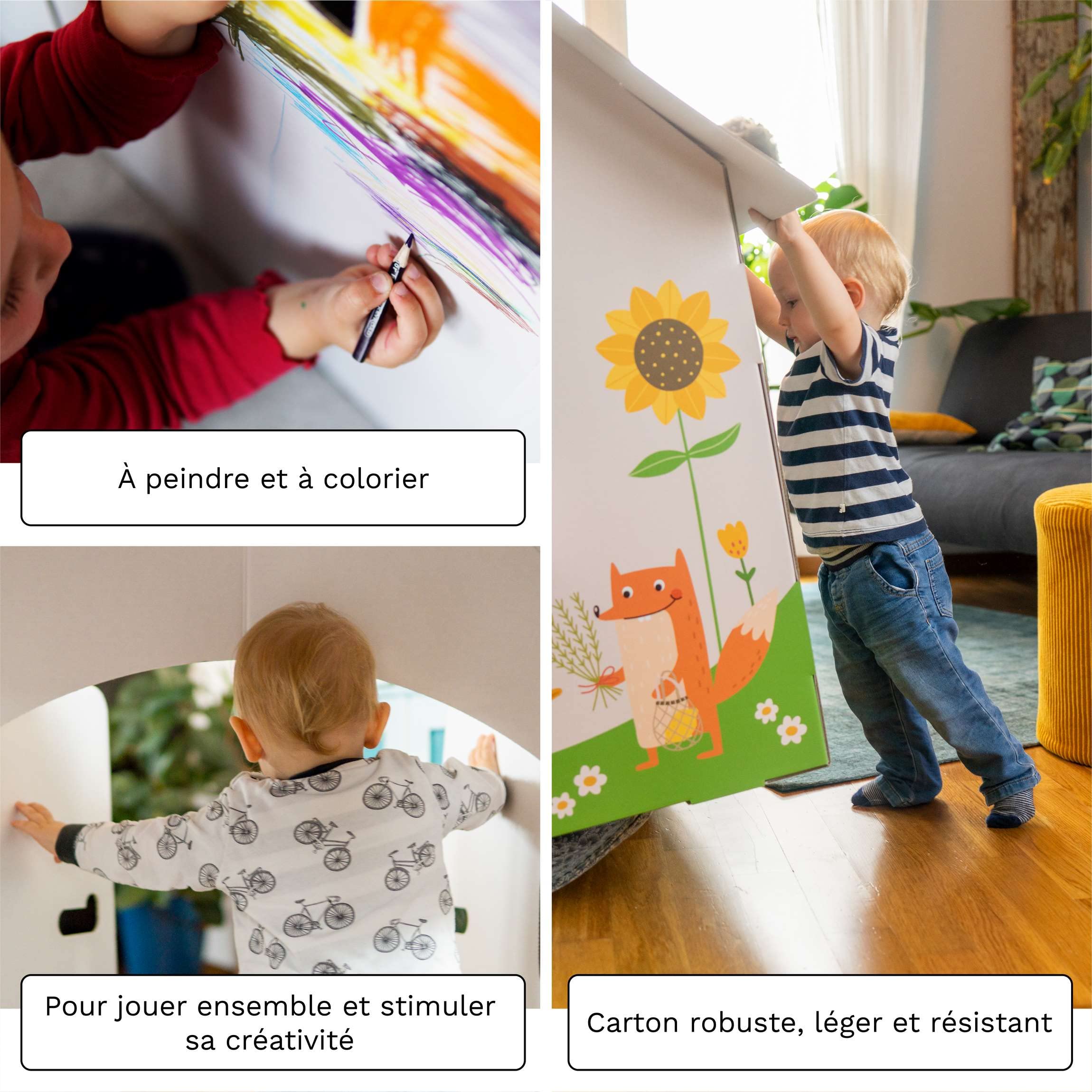 théâtre de marionnettes 0,75 x 0,70 x 1,25 m Personnalisable en Carton Jouet éducatif - Théâtre Arc-en-Ciel à colorier