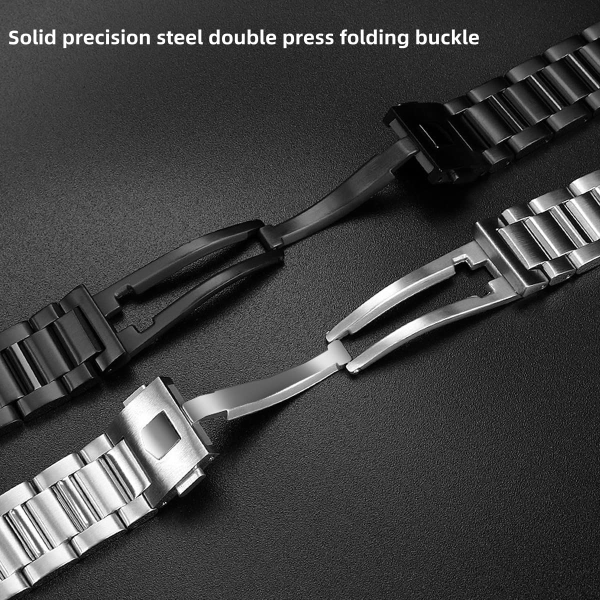 Bracelet de Montre pour TAG Heuer Monaco Carrera Aquarase - Acier Inoxydable Métal 22mm - Couleur Argent Noir