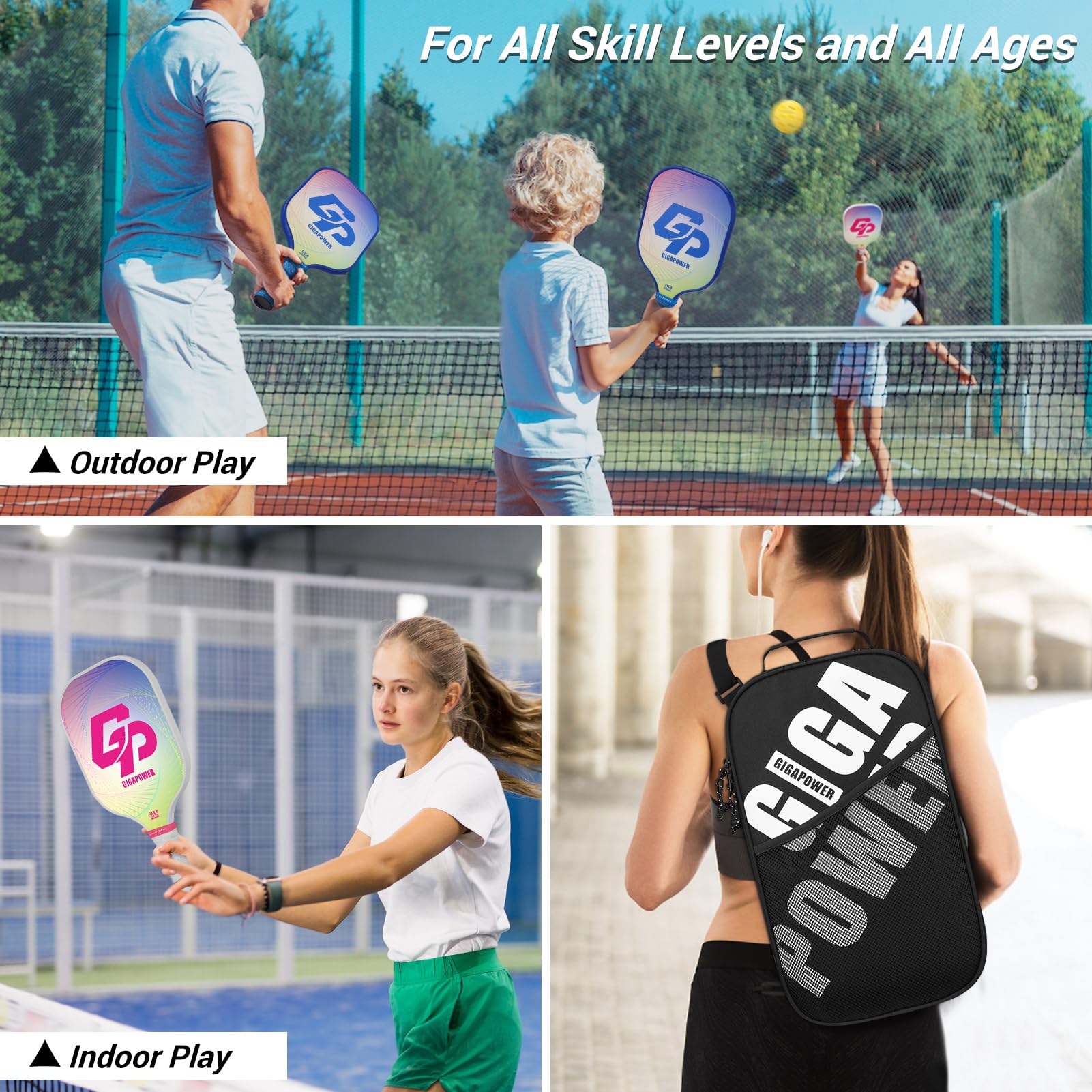 Pickleball-Paddel Set – 2 Schläger, Graphit-Wabenkern, USAPA-zugelassen, Mit Bällen & Tasche