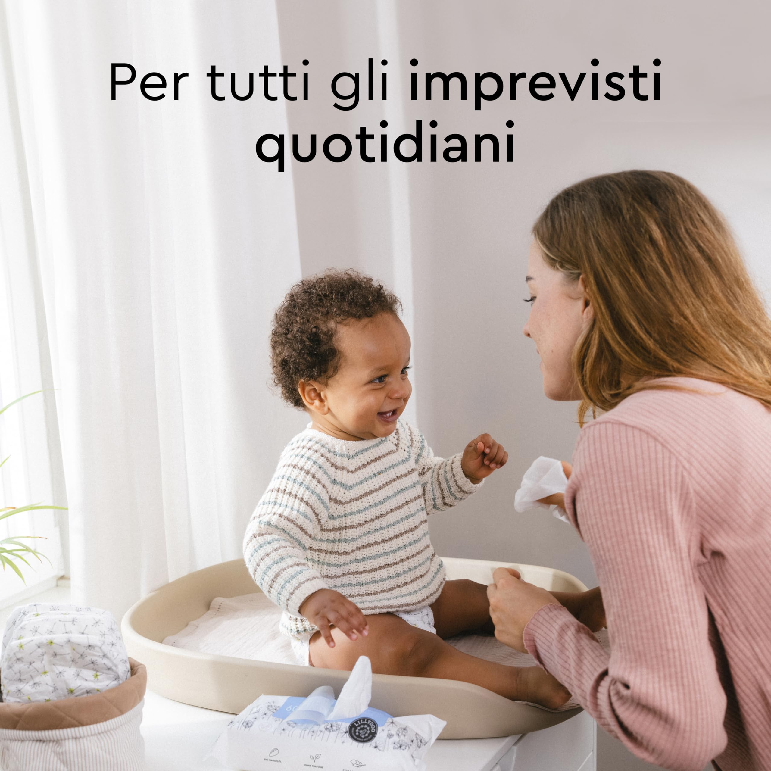 Salviettine umidificate LILLYDOO al 99% acqua, 600 pezzi (10 x 60), 100% senza plastica, senza profumi e delicate come acqua e cotone