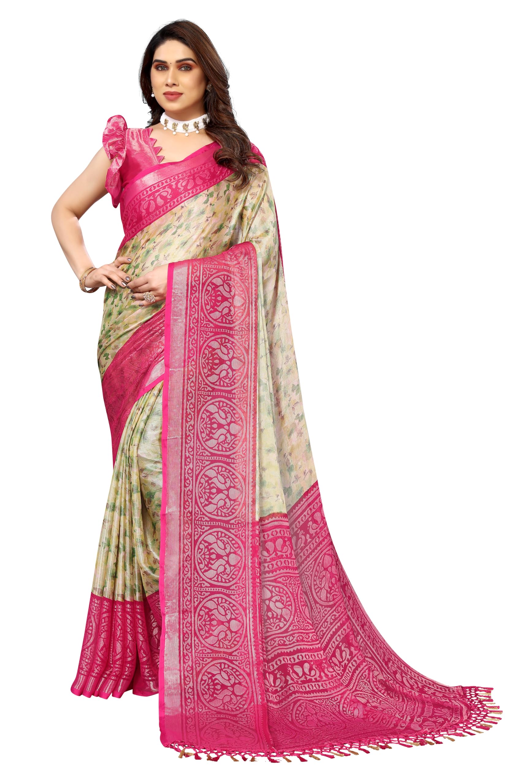 Winza DesignerAS Brasso Farah_W Plain Chiffon Sarees for women(AS Brasso Farah)