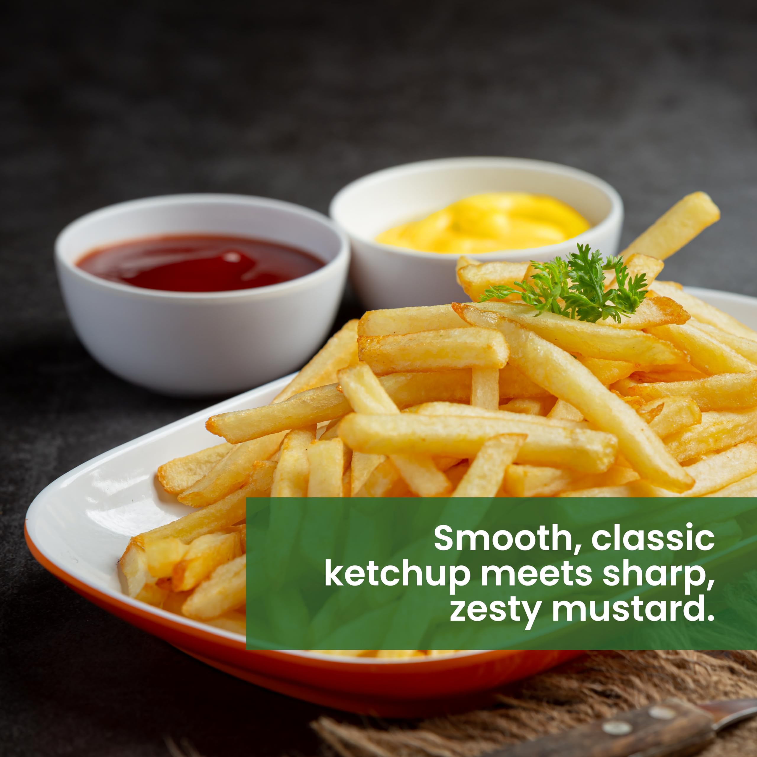 Concession Essentials Lot de 200 paquets de ketchup et de moutarde, 100 de chaque saveur, 5,7 à 8,5 g avec 5 épandeurs en bois