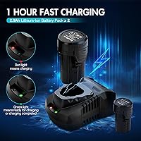 Vista 7 de DURATECH Juego de llaves de trinquete eléctricas inalámbricas, 48 pies-libras, 3/8 pulgadas, 12 V, llave de trinquete eléctrica con 2