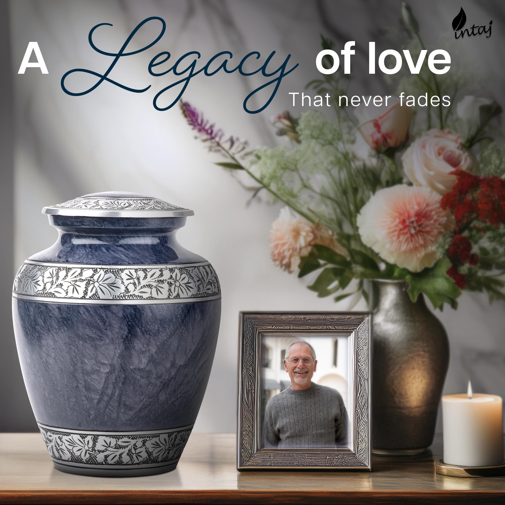 Urna de cremación para cenizas humanas para adultos, machos o mujeres, urna conmemorativa grande de aluminio hecha a mano, elegante urna conmemorativa para exhibición en el hogar, urna funeraria