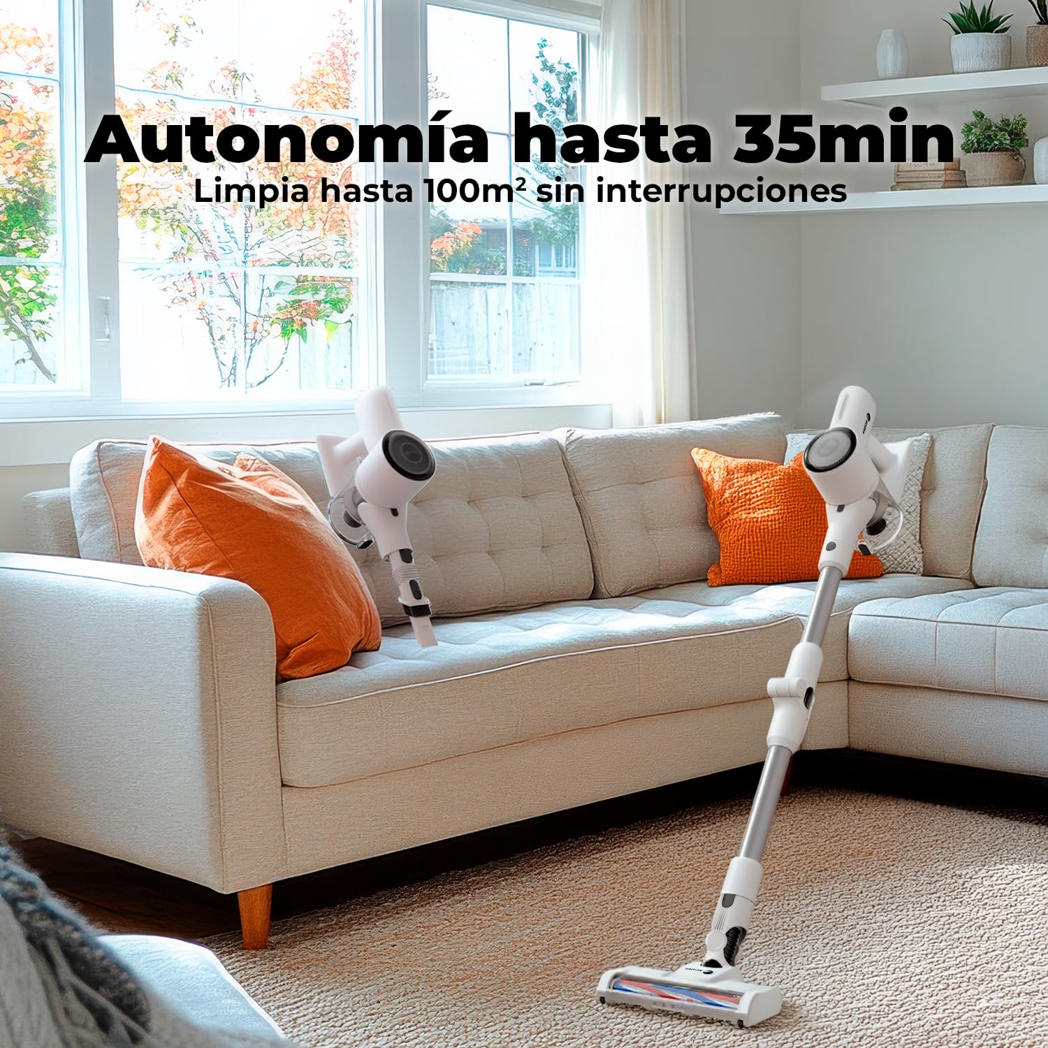 Aspiradora sin Cable Potente para Hogar y Mascotas, Aspirador Escoba 2 en 1 Ligero y Fácil de Manejar, Batería Recargable, para Suelos, Alfombras y Tapicerías, FAGOR Ares Flex