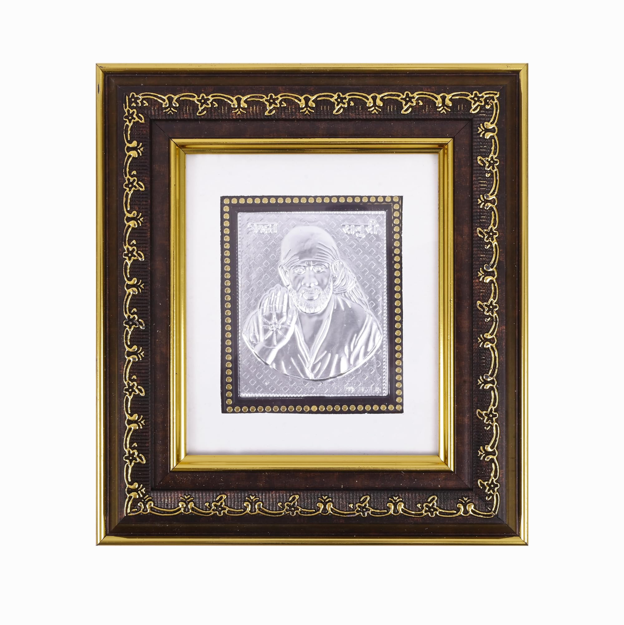 OM CHIRAG CREATION Pure Silver Sai Baba Photo Frame For Pooja Room, Corporate & Wedding Gift - 97%-99% Pure BIS Hallmarked - Big