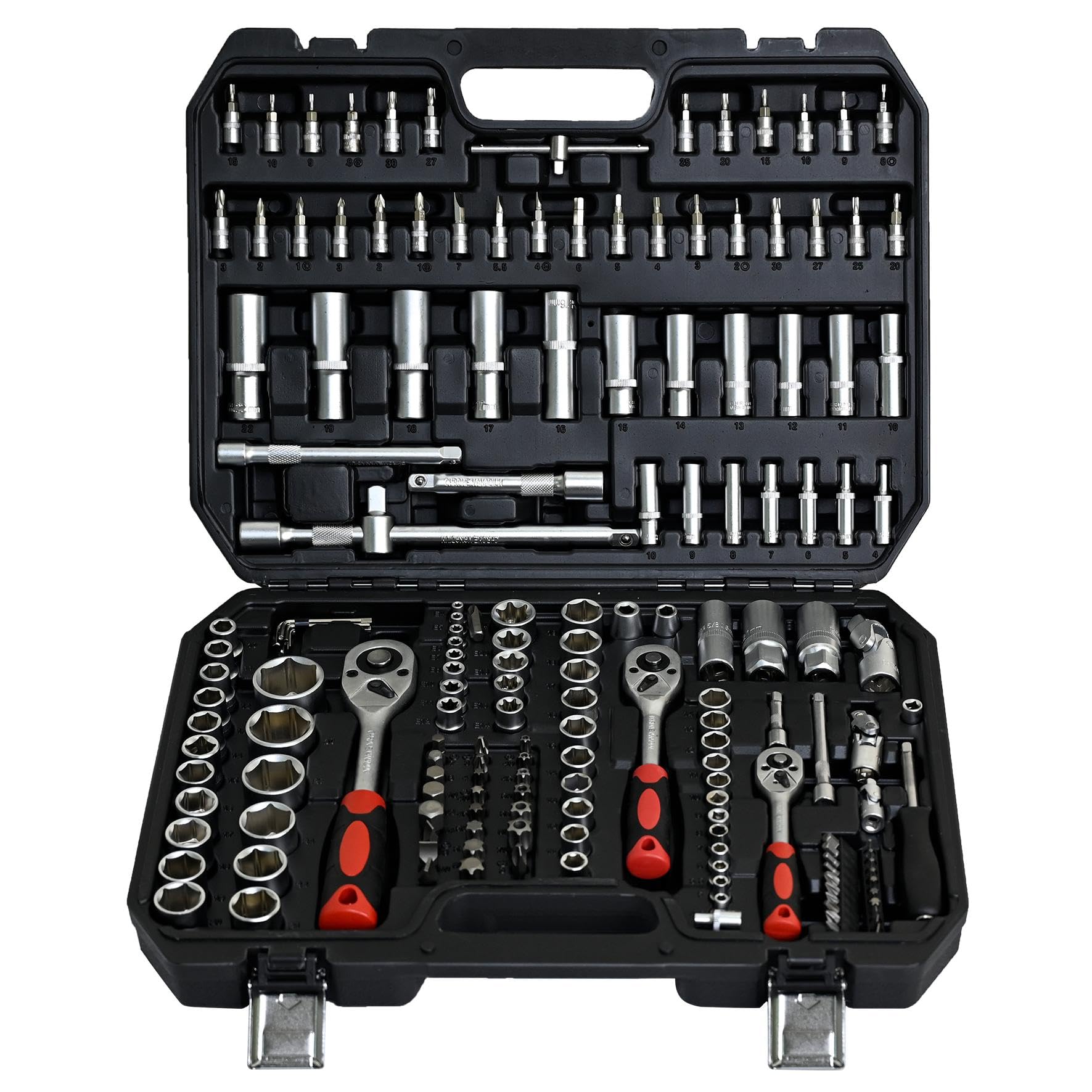 Socket Wrench Set, Socket and Ratchet Wrench Tool Set, Mechanics Tool Set, 1/2, 1/4, 3/8 Drive Sizes, Basic Portable Manual Repair Tool Set for Home Use, for DIY Enthusiasts Motorcycle, 171pcs