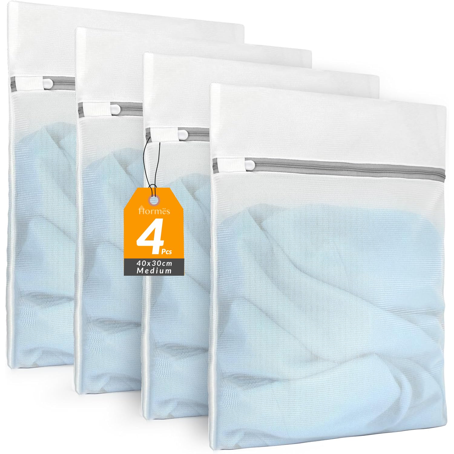 4PCS Laundry Bags for Delicates, Mesh Washing Bags 40x30cm Medium Size, Durable Wash Bags for Clothing Laundry & Delicates Wash Bag, Zippered Clothes Protection Bag for Washing Machine & Travel
