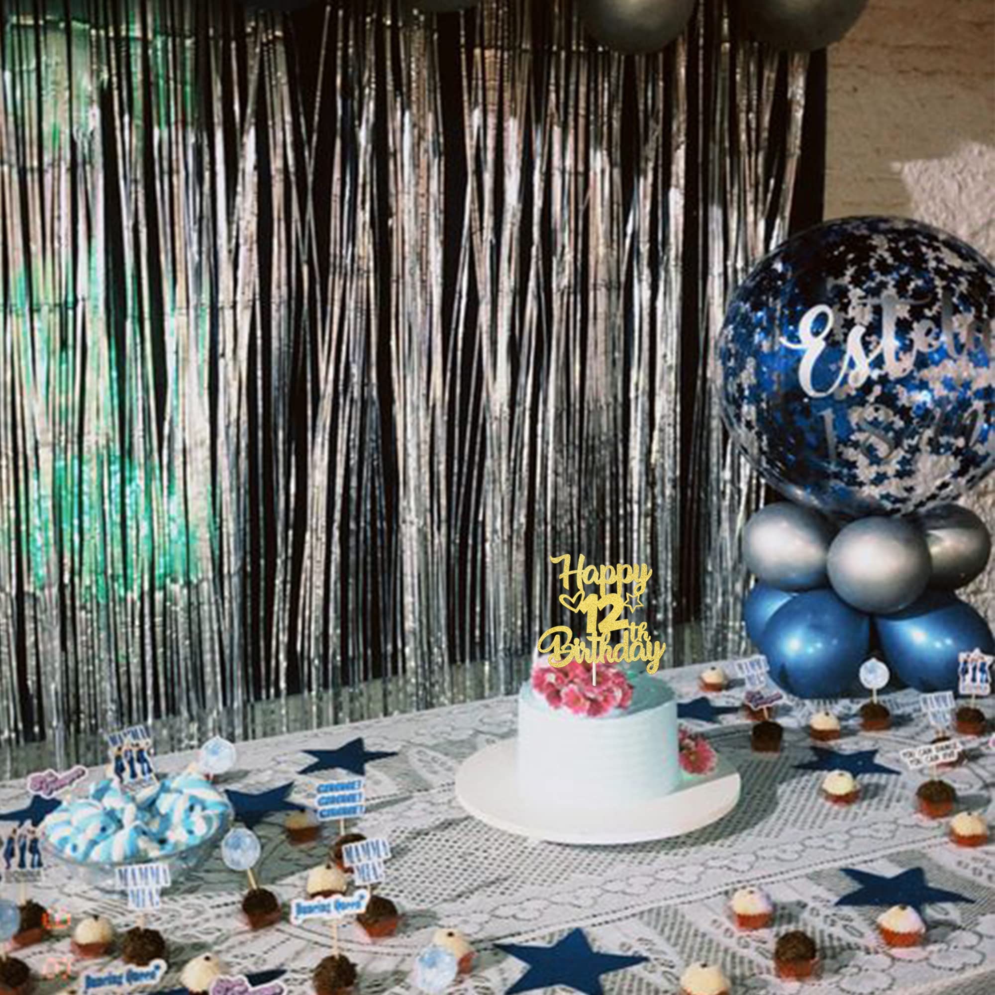 Simsky 12 Pezzi Toppers Per Torta Compleanno - Kit Decorazione Oro E Rosa Con Scritta Happy Birthday, Stelle E Palloncini