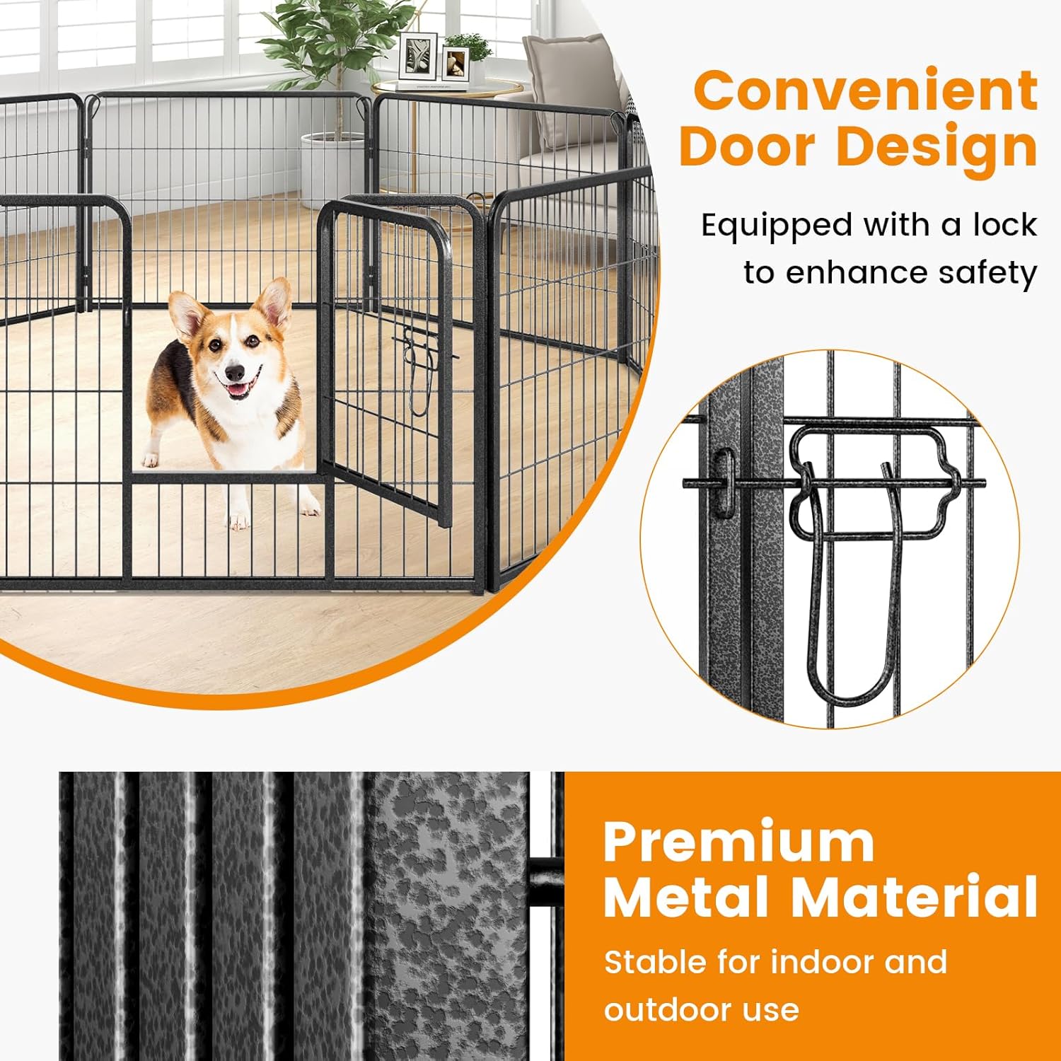 Giantex Dog Playpen Outdoor 24" H - 8 Panels Metal Pet Fence for Puppies Small Dogs, 20.5ft Total Length, Heavy Duty Dog Pen Exercise Fence with Door, Portable Dog Fence for Yard Garden RV Camping