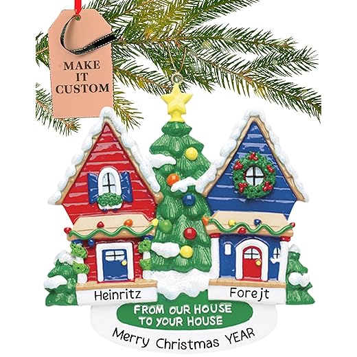 Personalized Neighbor Christmas Ornament 2023 – Free Customization in 24 Hours - from Our House to Your House Ornaments with Name - Unique Presents for Neighbor in a Gift Box