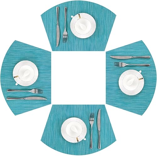 SHACOS - Manteles individuales de PVC para mesas redondas, manteles individuales con curvatura, antideslizantes, resistentes al calor, de vinilo,