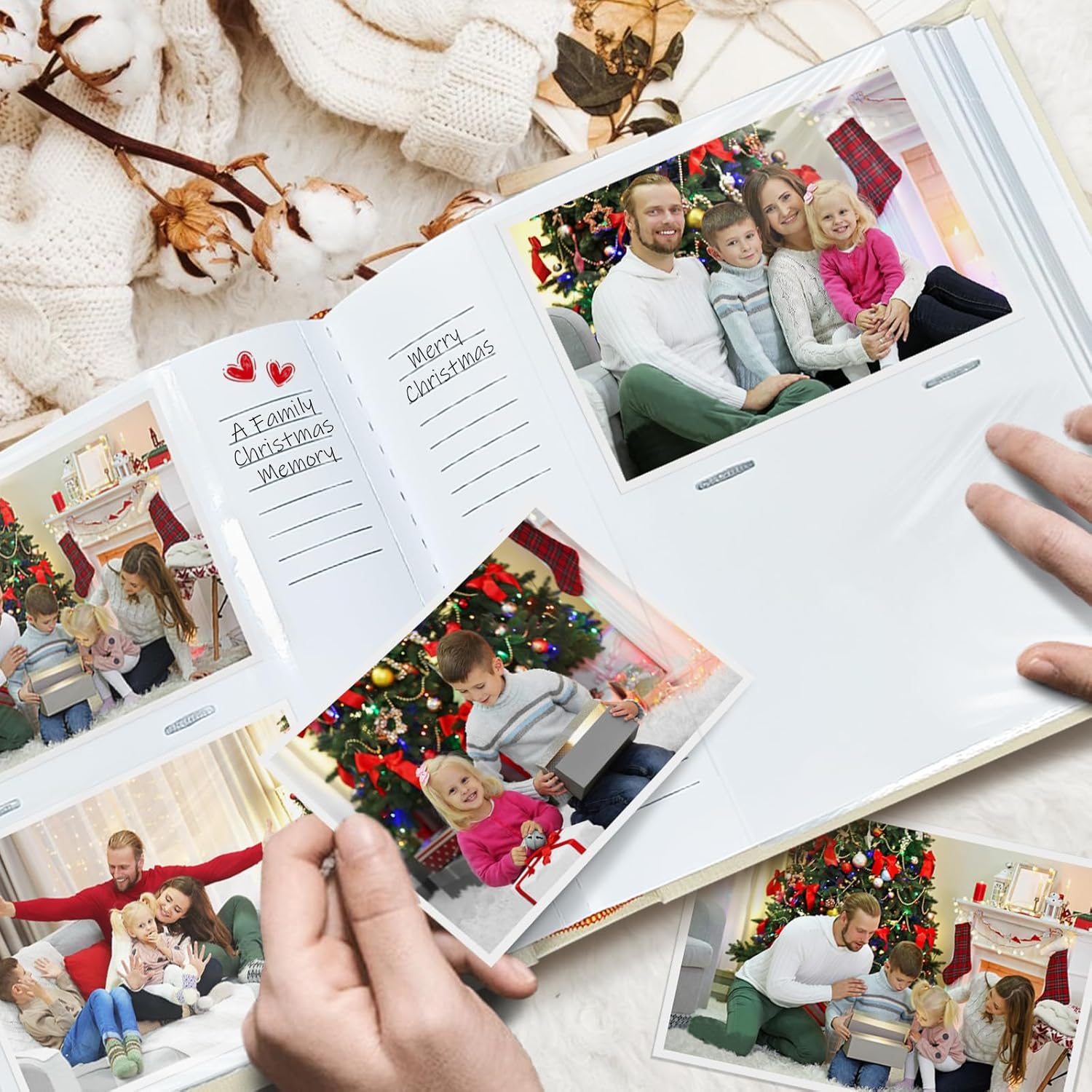 4x6 Photo Albums with Writing Space 100Page,200 Pockets-Acid Free Rose wedding photo album Book,Cute Gifts for Family Anniversary,Beige - Image 5