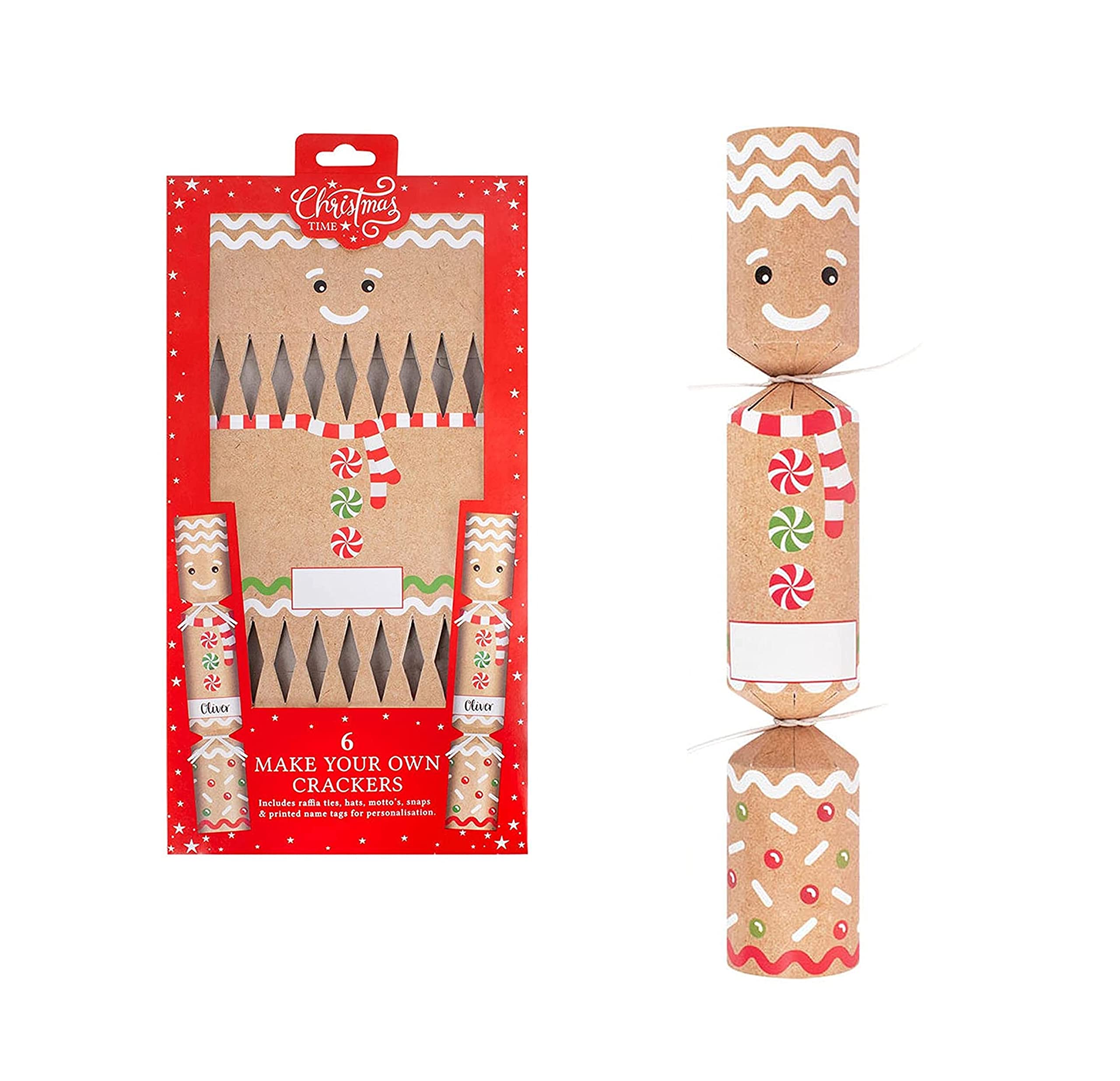RSW INTERNATIONAL 6 Pack Make your Own Christmas Cracker Kit - Gingerbread Man