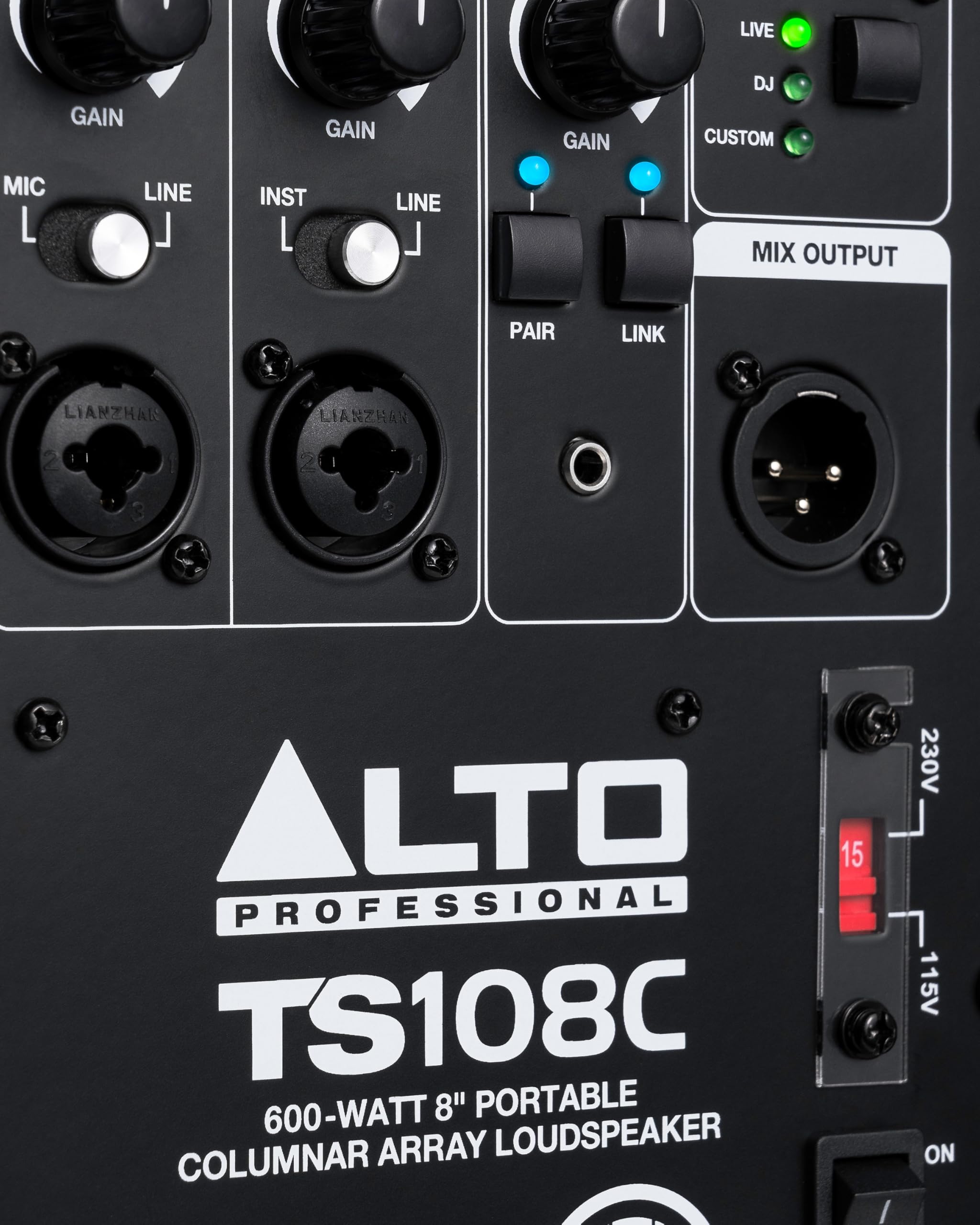 ALTO TS108C Ensemble Portable de Haut-parleurs Actifs 600 Watts avec mixeur numérique 3 canaux, Bluetooth et App de Commande, pour Musiciens Solo, DJ et salles de Spectacle