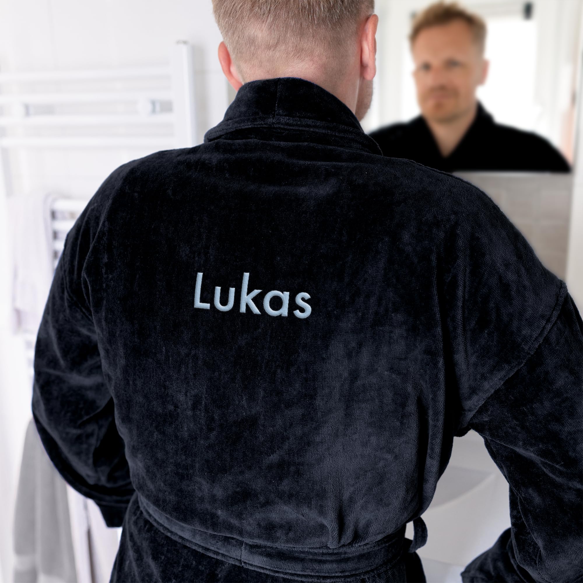 your surprise Bademantel Herren personalisiert - Bademantel Herren mit Stickerei personalisierbar mit eigenem Namen Order Text und Schriftarten