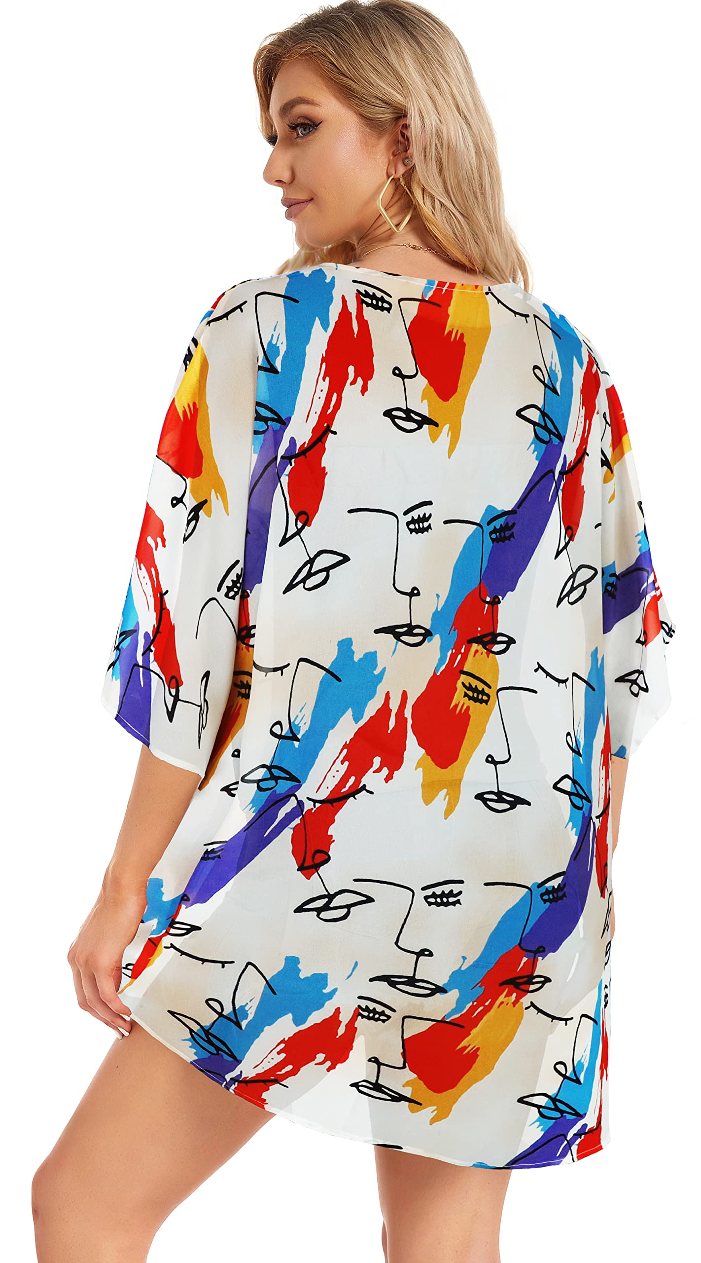 Damskie kimono, plażowe, szyfon, kardigan, kwiaty, topy, luźne peleryny, Kolorowe kolory., S