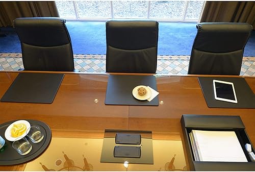 Miniatura 7 de Dacasso Almohadilla protectora para mesa de conferencias de cuero sintético negro de 17 x 14 pulgadas
