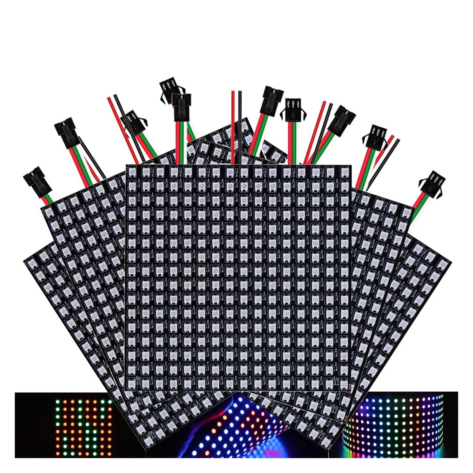 1~5 Stücke WS2812B RGB LED Digital Flexible Individuell adressierbare Panel Lichtleiste WS2812 8x8 16x16 8x32 Modul Matrix Bildschirm 5 V(8X32 LED Panel,4PCS)