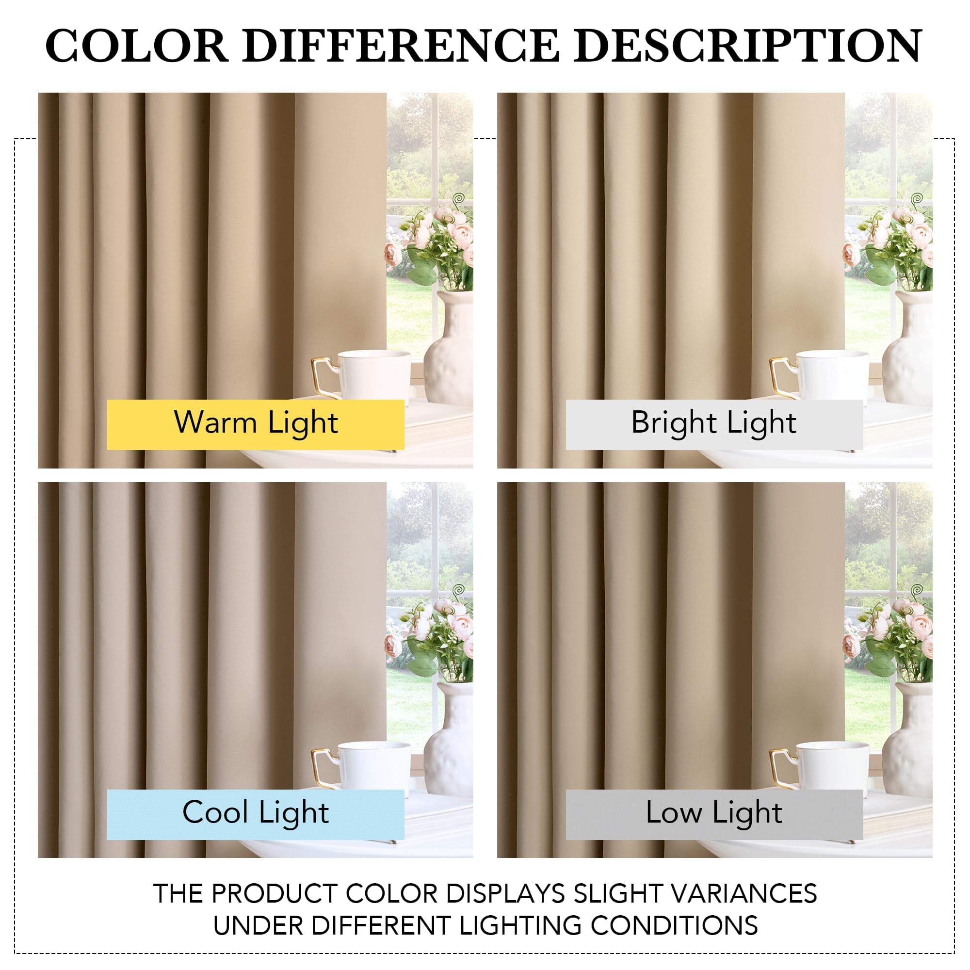 PONY DANCE Tende Termiche Isolanti per Interni Soggiorno Curtain Oscurante ad Anelli Camera da Letto Moderna 1 Pezzo L 140 x A 260 cm, Beige
