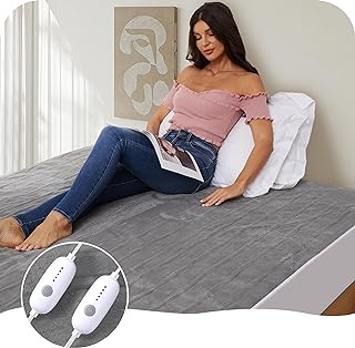 Heated Mattress Pad Queen Size 60"x80", 5 Heating Levels Dual Control with 10 Hours Auto-Off, Warming Bed, Fast Heating Electric Mattress Pad, Grey